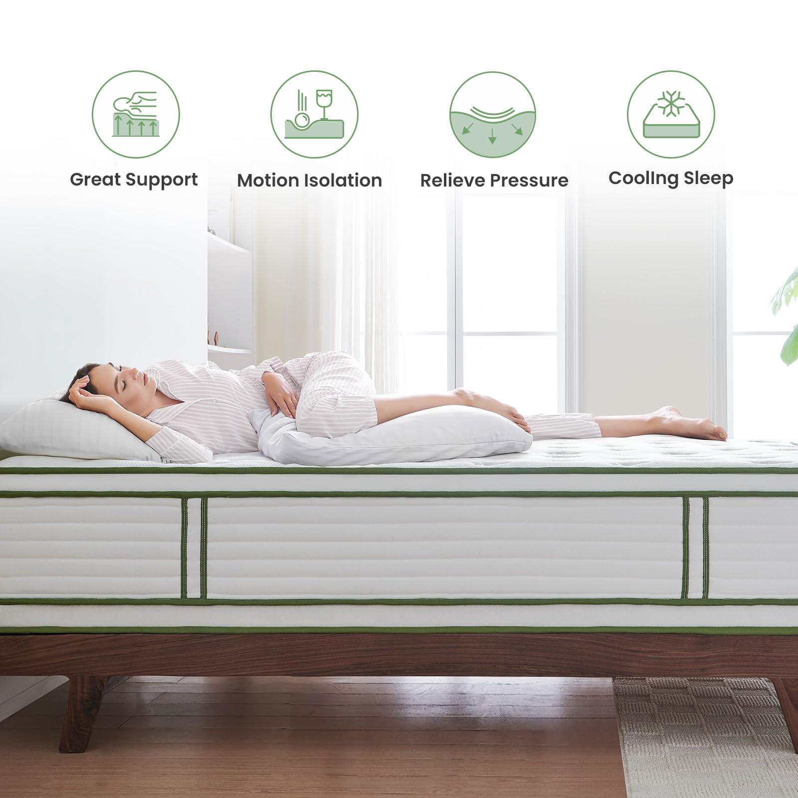 Dourxi King Size Mattress, 14 Inch Hybrid Mattress King in a Box, Gel Memory Foam and Individual Pocket Springs, Cooling Sleep and Pressure Relief, Plush Support Feel, 80 * 76 * 14 Inch - Image 6