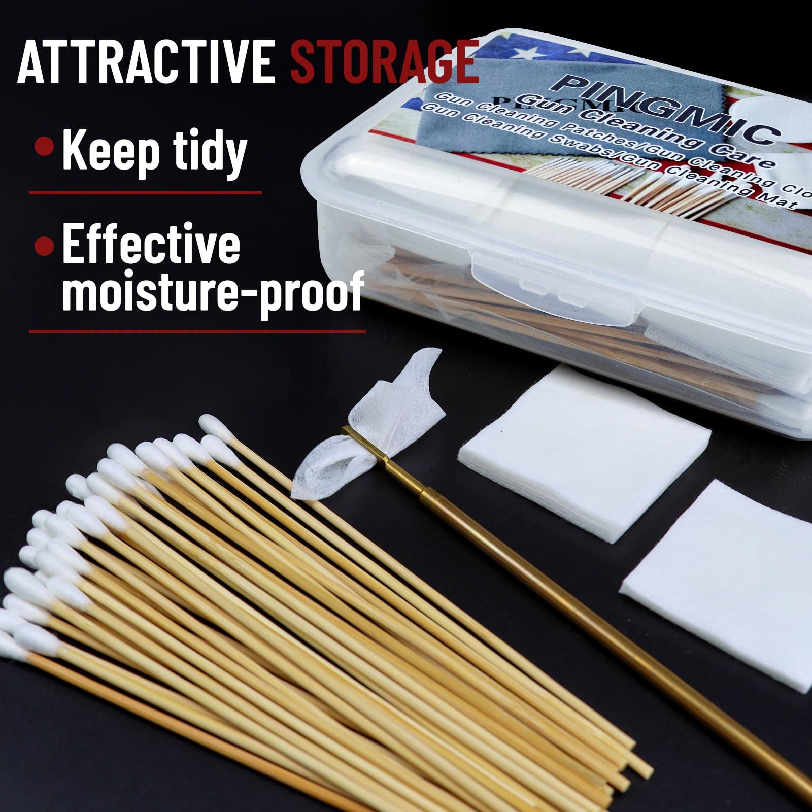 PINGMIC Gun Cleaning Supplies - Gun Cleaning Patches and Long Cotton Swabs Set, 6" Cotton Swabs, Lint Free Cloth Fit Most Caliber Firearms - Image 7