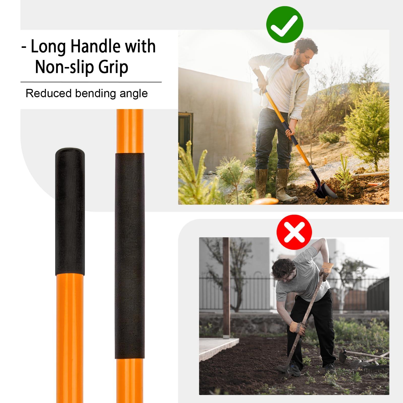 VNIMTI Heavy Duty Gardening Shovel, 56 Inch Round Blade with Fiberglass Handle (Orange) - Image 7