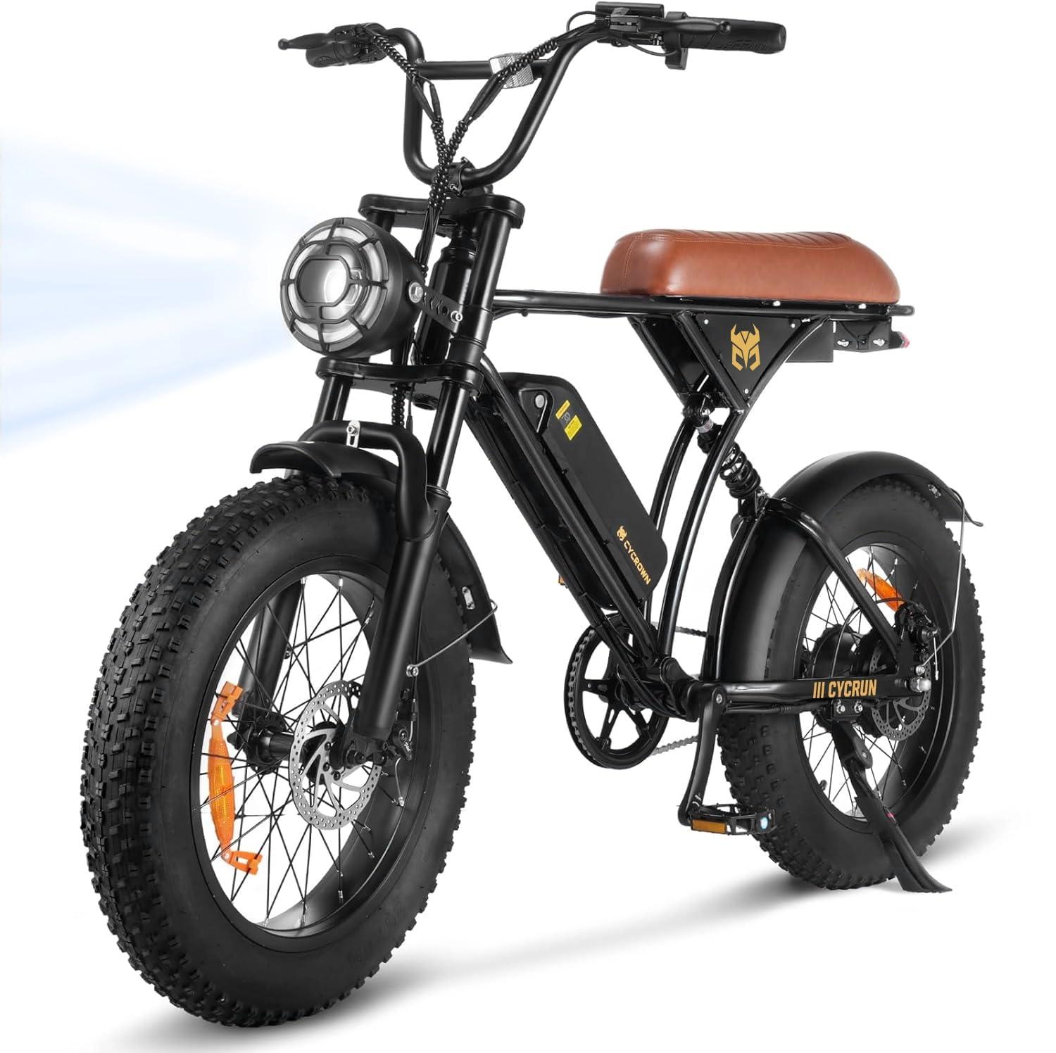 CYCROWN Electric Bike for Adults,Peak 1000W/1500W Motor,20/28MPH 55-150Mile ebikes for Adults with 10.4AH/13AH/26AH Battery,20" Fat Tire Electric Dirt Bike Commuting Off Road Ebike, UL2849