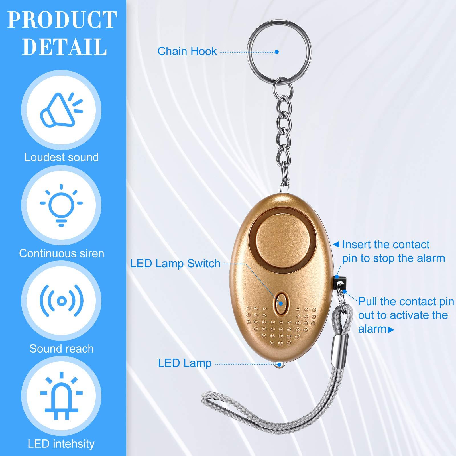 Konohan 12-Piece Personal Alarm Set, Emergency LED Light Keychain Alarms in 6 Colors for Women & Men - Image 2
