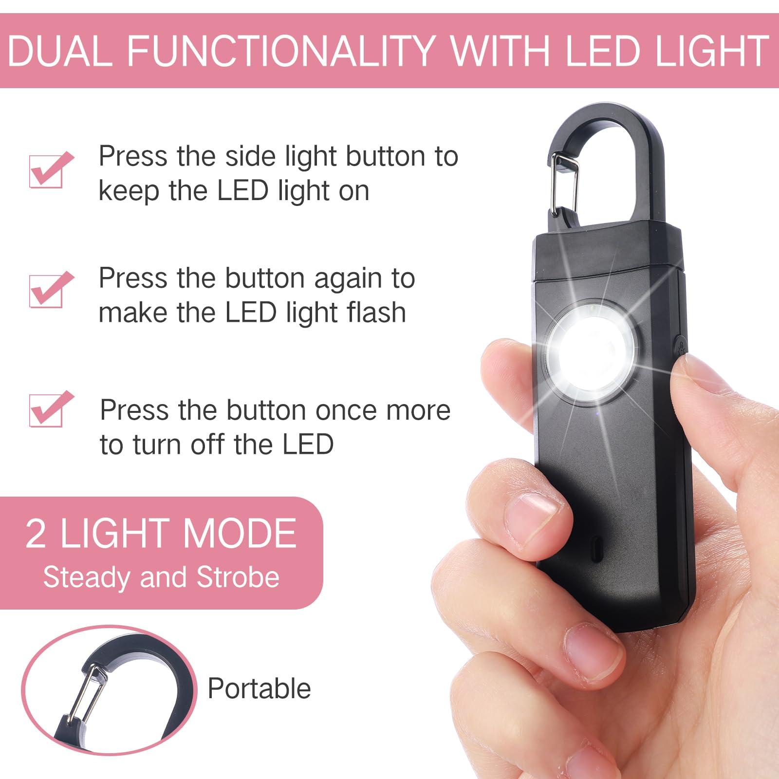 Tellegloww 6 Pcs Rechargeable Personal Safety Alarm for Women 130dB Loud Sound Personal Siren with LED Self Defense Keychain for Women Daughter Seniors Elderly Teen Student - Image 4