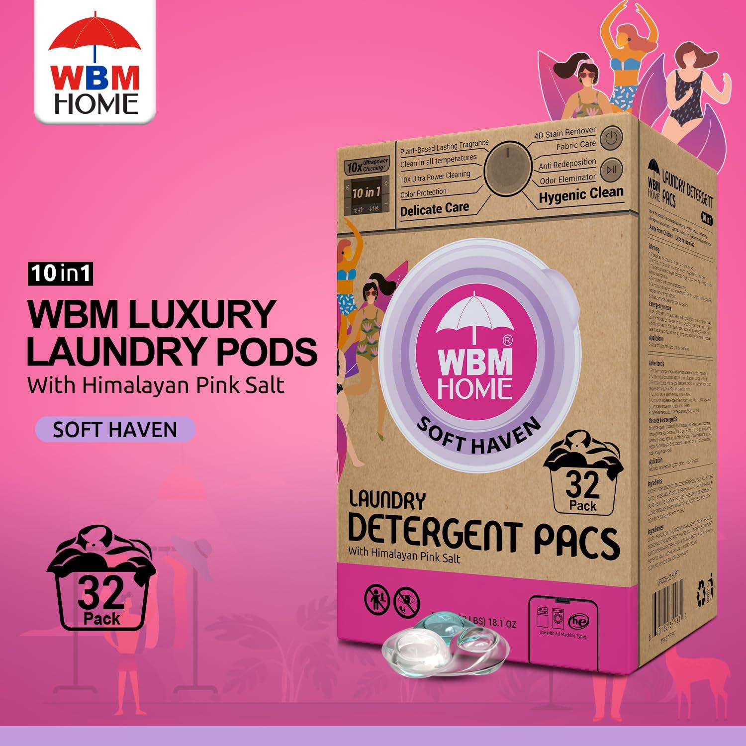 WBM Laundry Pods, 32 Count | Specially Designed for Undergarments With Soft Heaven Fragrance | Laundry Detergent Pods Formulated With Plant-Based Formula and Gentle Stain Remover - Image 2