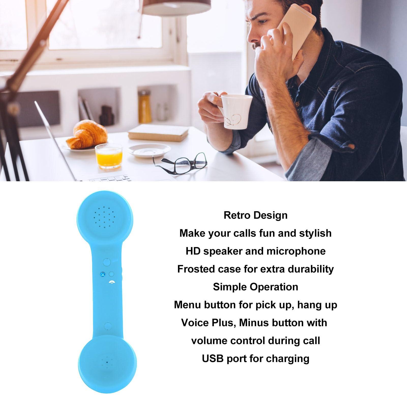 Retro Telephone Handset, Bluetooth Radiation Proof Handset Receivers Headphones for a Mobile Phone with Comfortable Call (Sky Blue) - Image 3