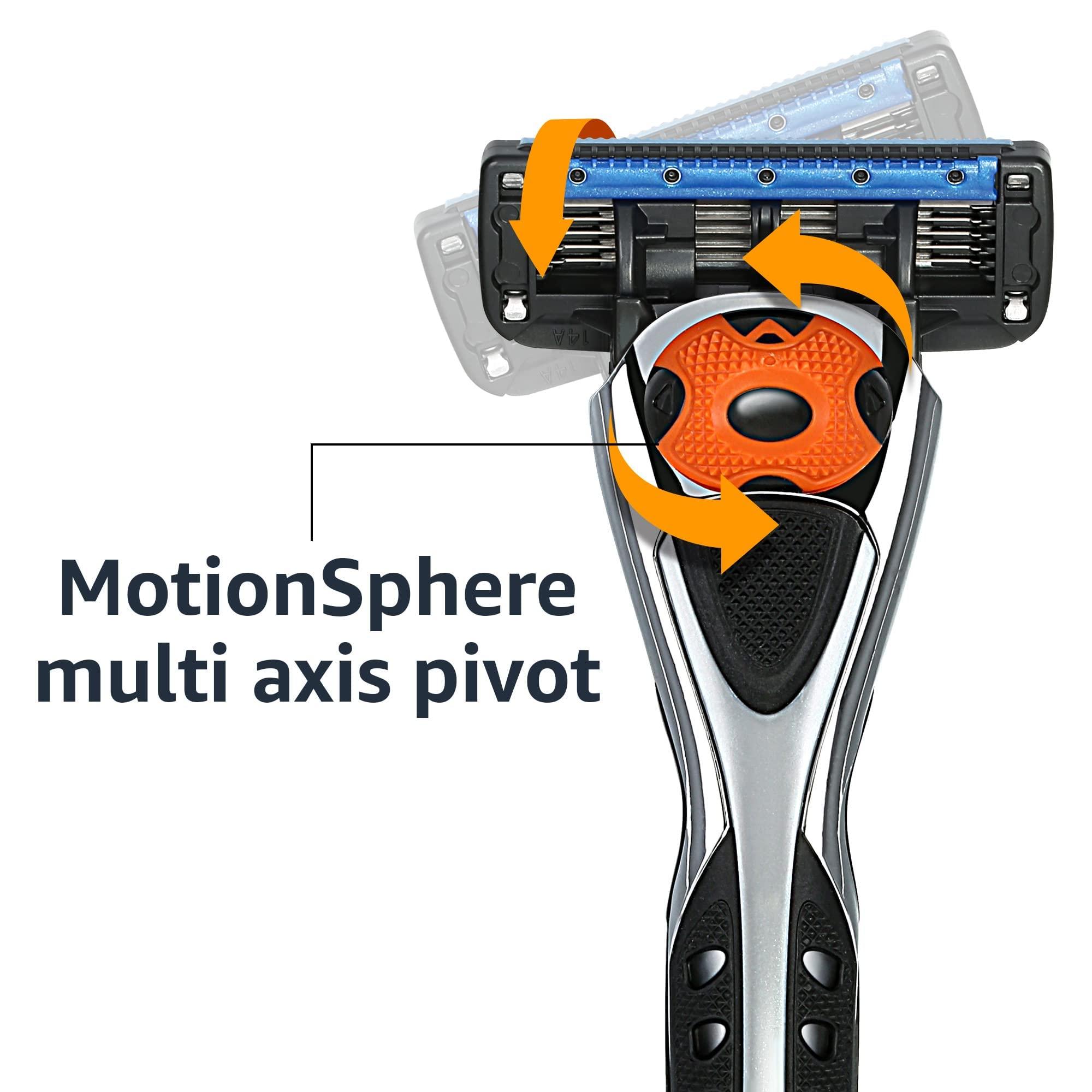 Amazon Basics 5-Blade MotionSphere Men's Razor with Dual Lubrication and Precision Trimmer, 17 Piece Set, 1 Handle & 16 Cartridges, Black - Image 5