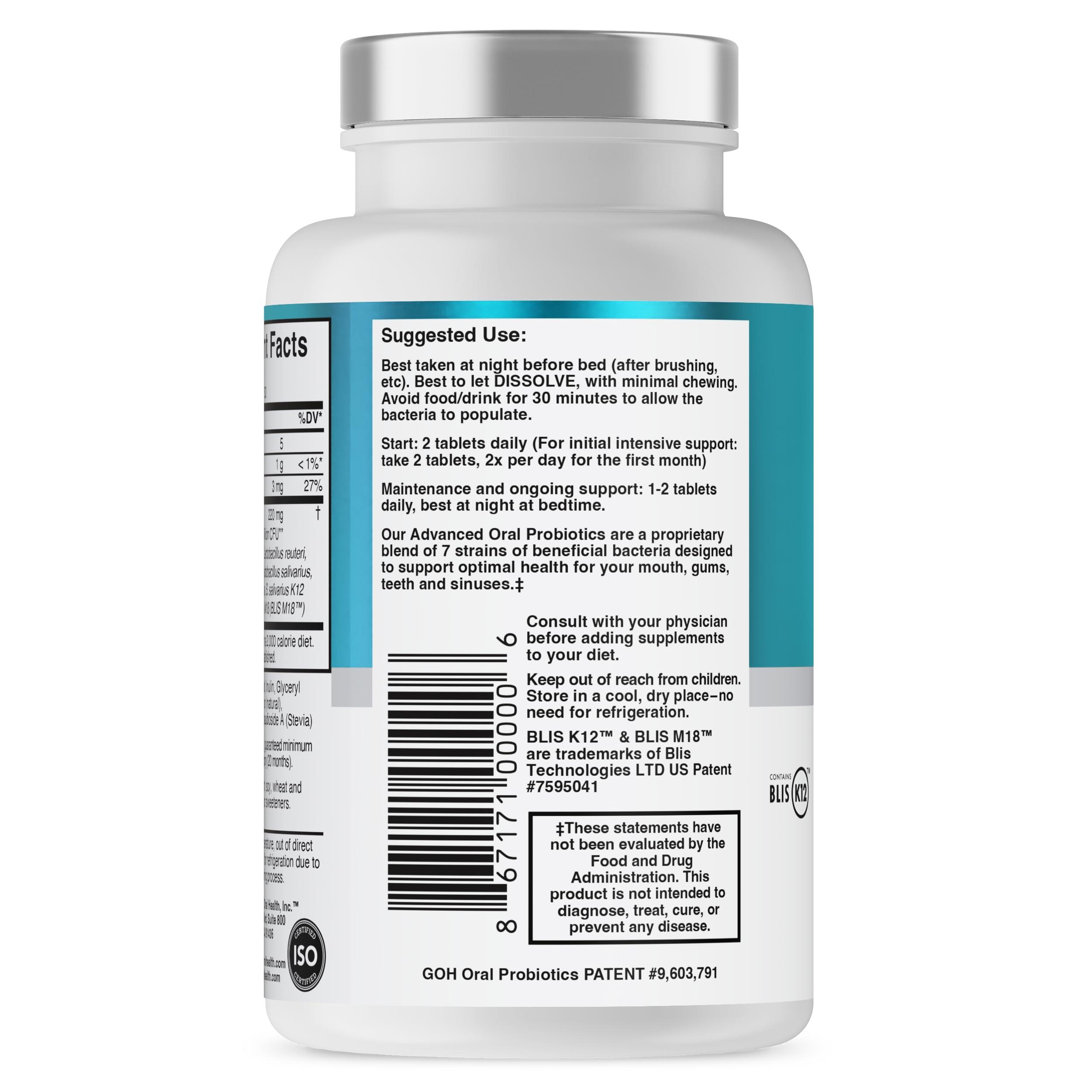Oral Probiotics for Mouth Bad Breath Treatment for Adults; Dentist Formulated Dental Probiotics for Teeth and Gums Health & Chronic Halitosis with BLIS K12 M18, 60 Chewable Oral Health Tablets Mint - Image 8