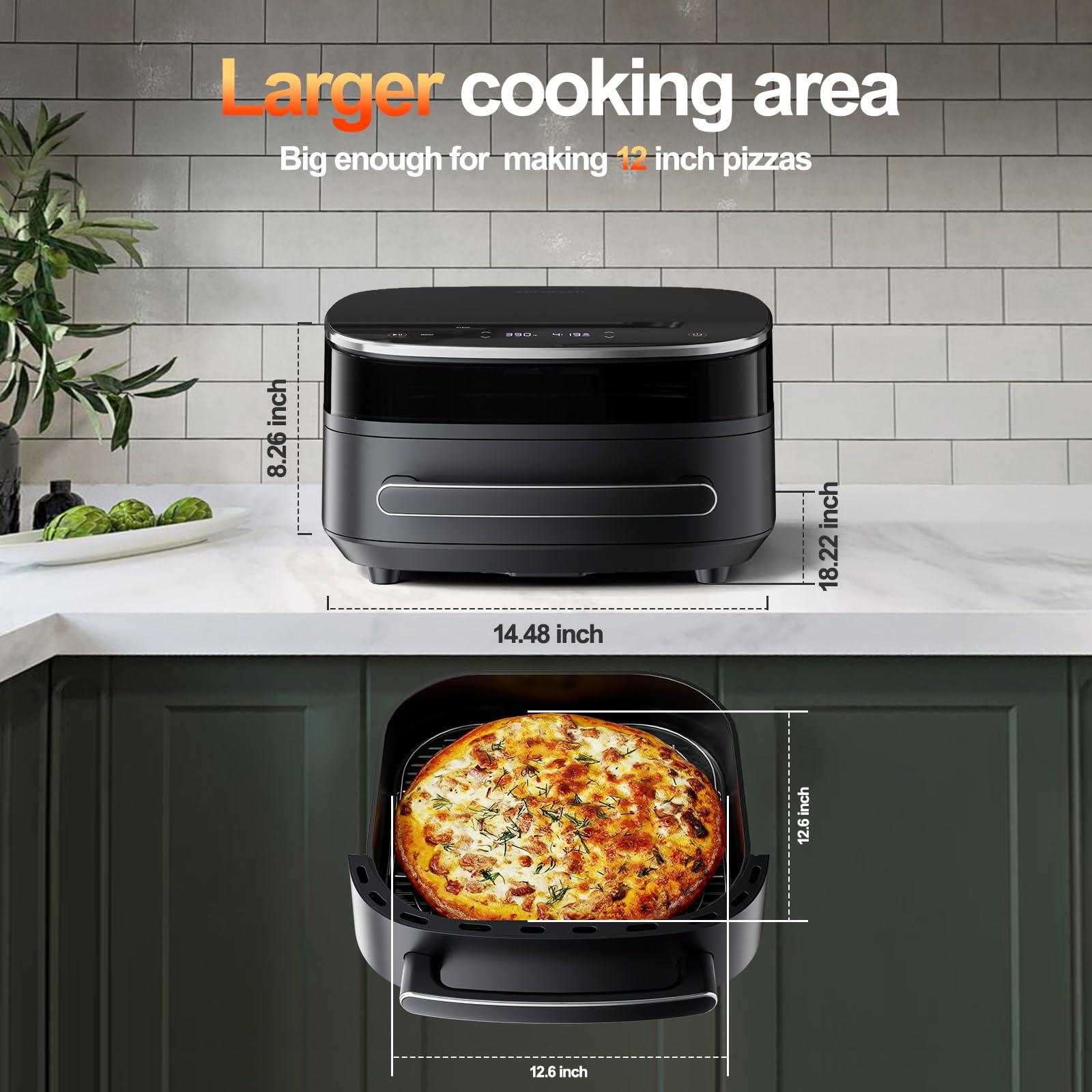 EDENPEER Extra Large Air Fryer,11-IN-1 Airfryer, Non Toxic, Max Crisp, Air Fry, Air Roast, Reheat, Dehydrate, Max Crisp Technology with 450F, 6QT Up to 33 Chicken Wings Capacity - Image 5