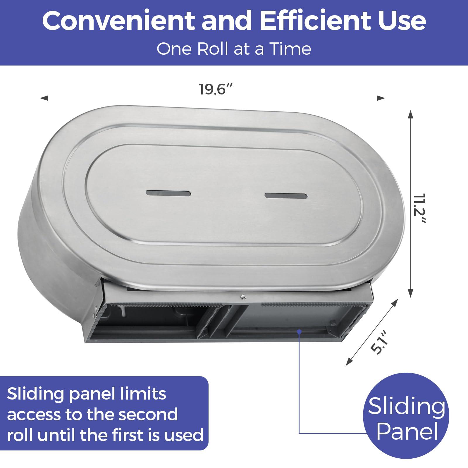 Stardrix Stainless Steel Twin Jumbo Toilet Paper Dispenser Wall Mount, 9" Commercial Double Roll Holder, Industrial Tissue Dispenser with Key Lock, Satin Finish - Image 2