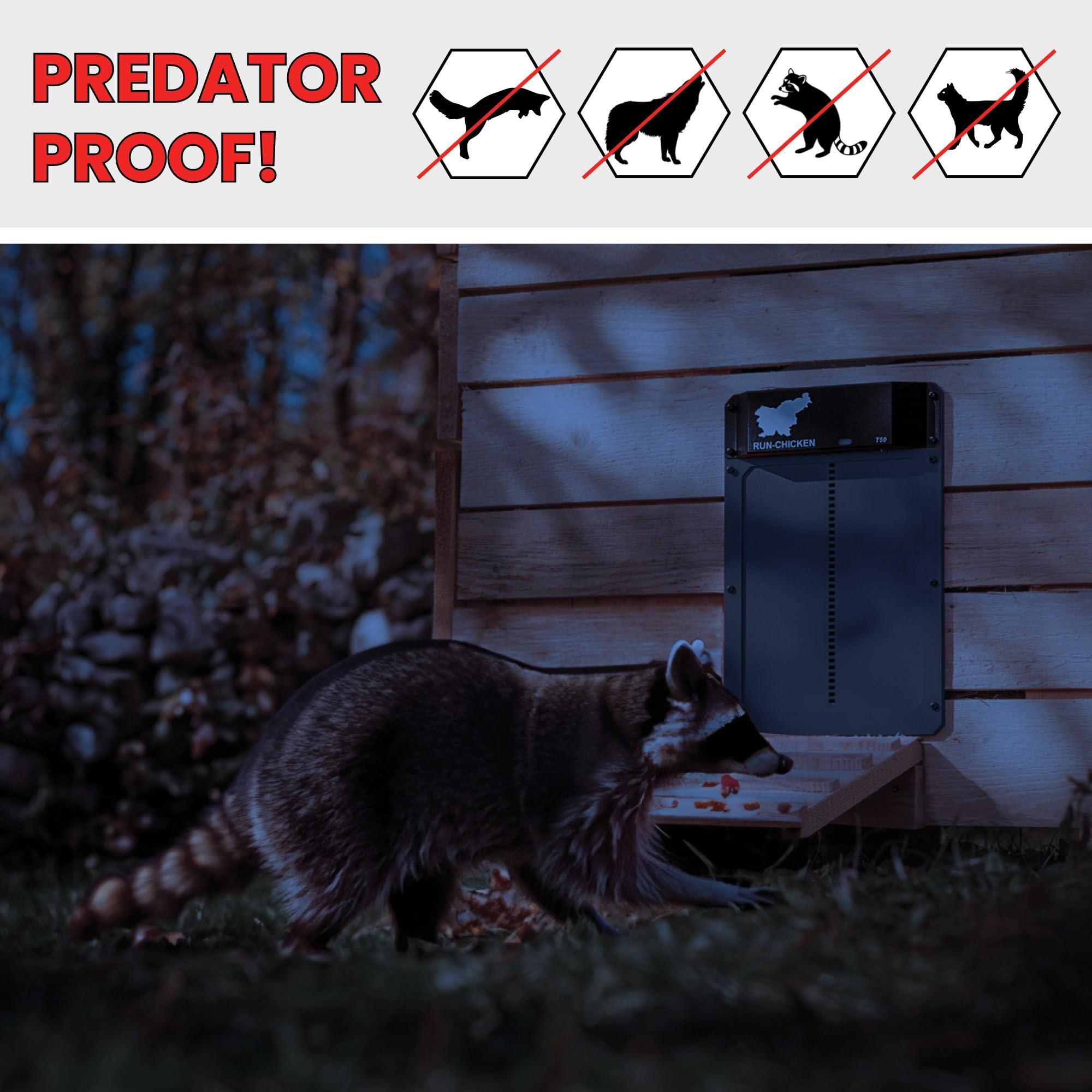 RUN-CHICKEN Door Automatic Chicken Coop Door Opener with Timer, Programmable Light Sensor, Battery Powered, Evening and Morning Delay, Aluminum , Model T50, (Gray) - Image 3