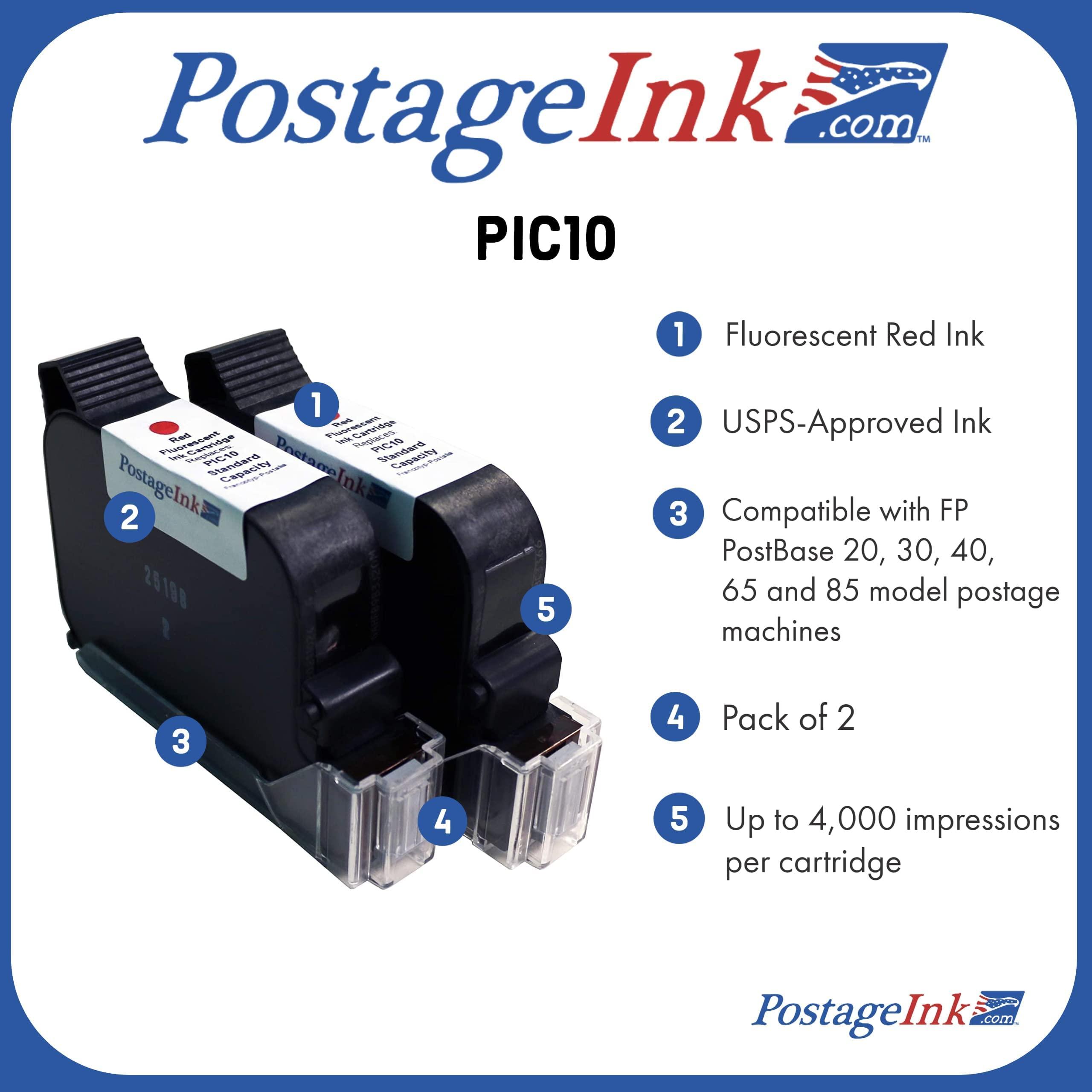 PostageInk.com PIC10 Ink Cartridge Non-OEM Replacement for FP PostBase 58.0052.3038.00 (2-Pack) - Image 4