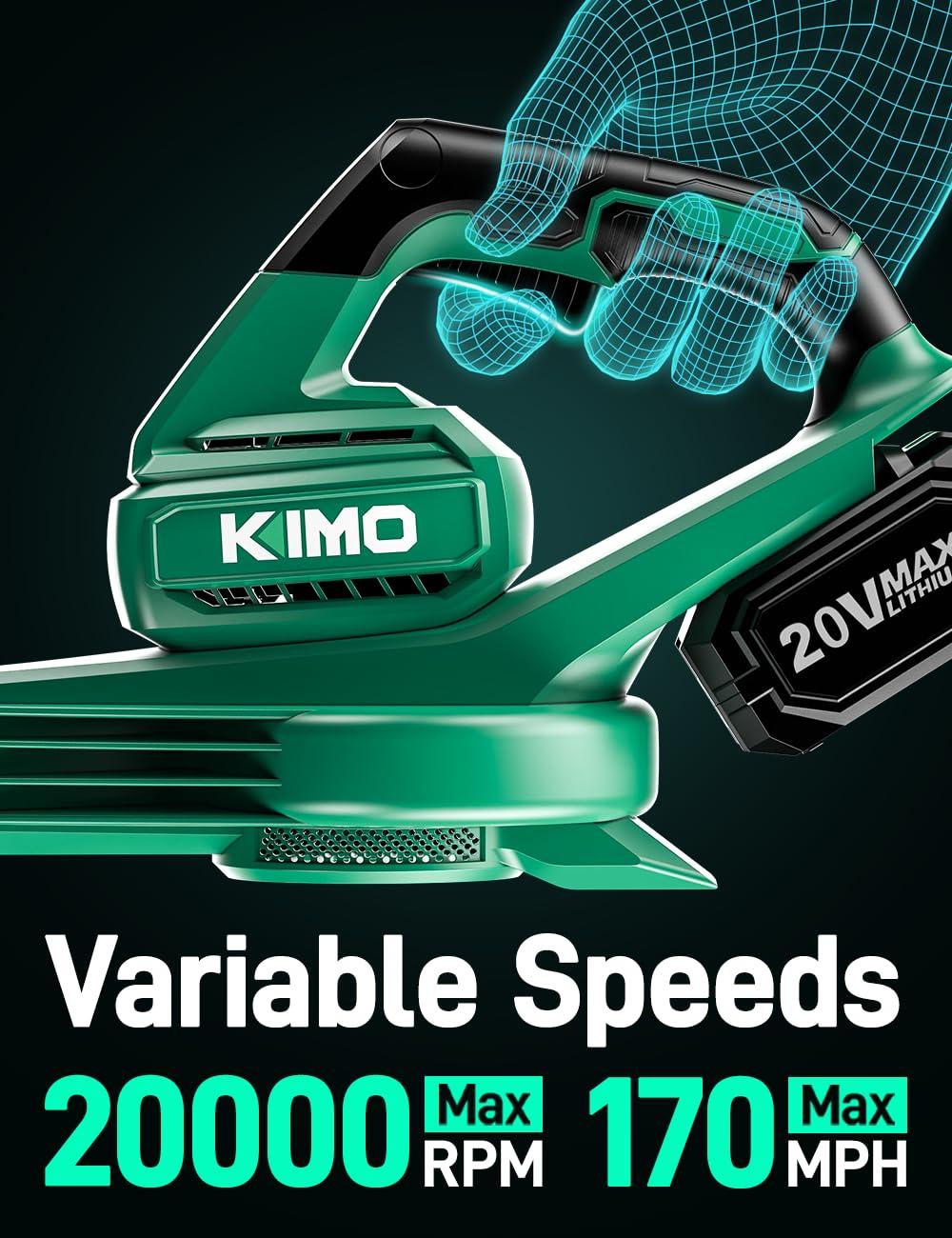 K I M O. Leaf Blower Cordless with Battery and Charger, 2000mAh Battery, Extension Tube, 200 CFM 170 MPH Lightweight Cordless Leaf Blower, Battery Operated Leaf Blowers for Lawn Care, Yard|Patio|House - Image 3