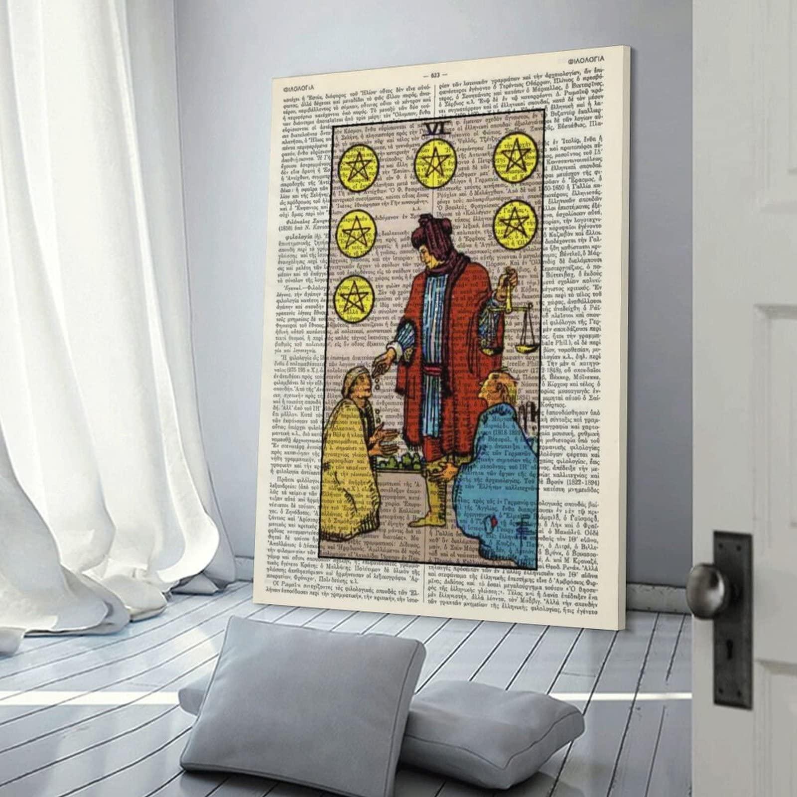 Six of Pentacles Tarot Art Print Poster Tarot Gift Minor Arcana Canvas Art Poster and Wall Art Picture Print Modern Family Bedroom Decor Posters 12x18inch(30x45cm) - Image 3