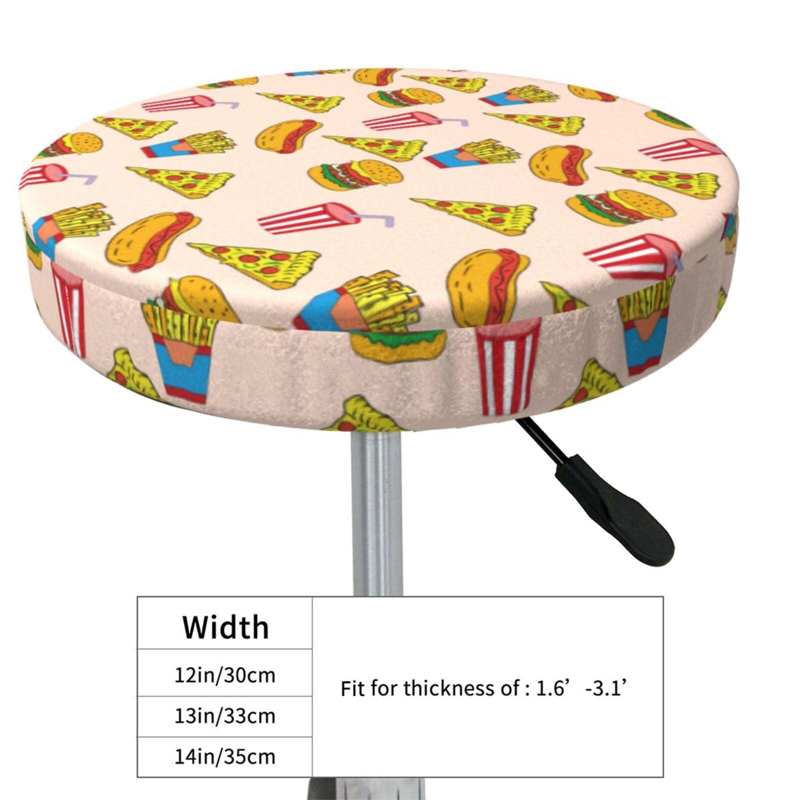 TZTTZT Bar Stool Covers, Non-Slip Hamburger Pizza Coke Bar Stool Seat Covers 13 inch, Washable Bar Stool Covers Round - Image 4