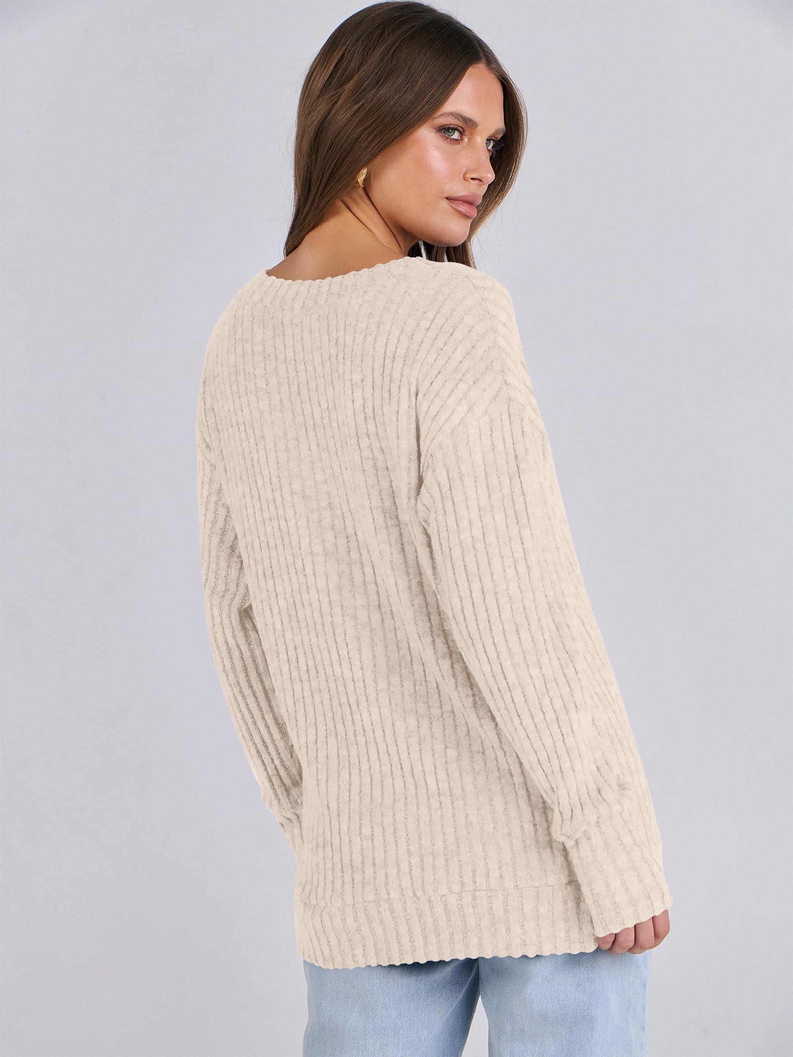 ANRABESS Long Sleeve Shirts for Women V Neck Casual Fall Tops Loose Fit Lightweight Sweaters Tunic Fashion 2025 Clothes - Image 5