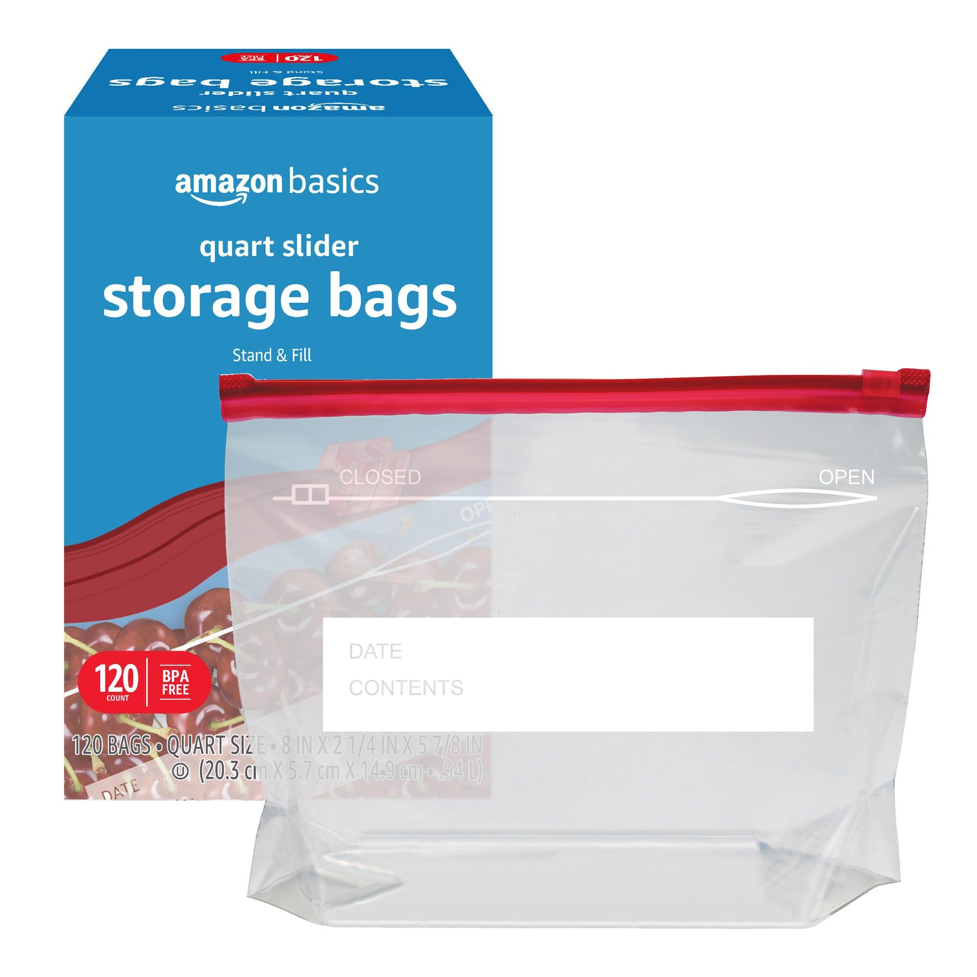 Amazon Basics Slider Quart Food Storage Bags, BPA Free, 120 Count (Previously Solimo) - Image 3