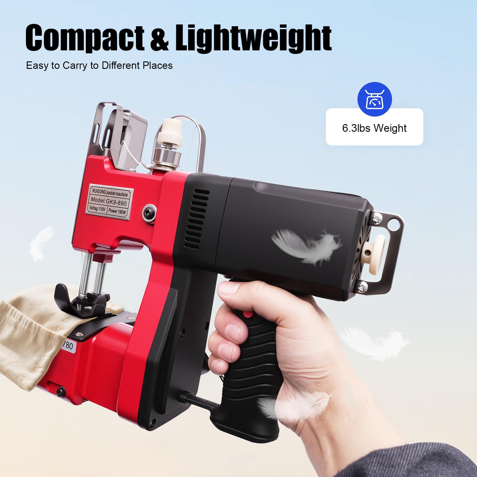 Portable Electric Sewing Machine, Leather Canvas Sewing Machine Industrial Bag Stitching Closer 110V Stitching Tool for Chemical Industry Clothing Chemical Home Textile - Image 6