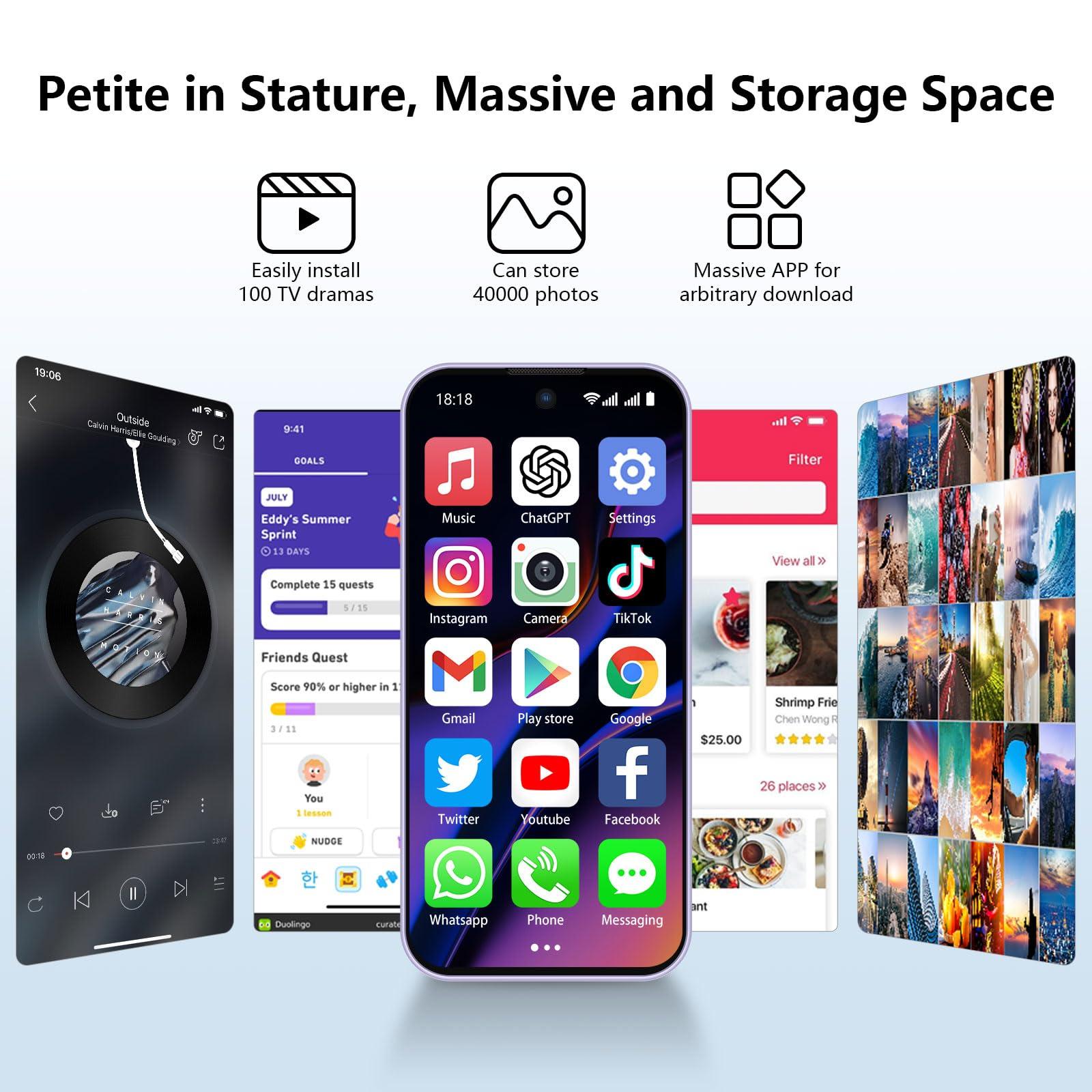 Mini Phone,Mini Smartphone 4G Unlocked with 3.88" HD Full Screen,4GB+64GB,2000mAh Battery,Dual SIM, Small Cell Phone, Mobile Phones for Kids, Best Gift for Kids - Pink - Image 8