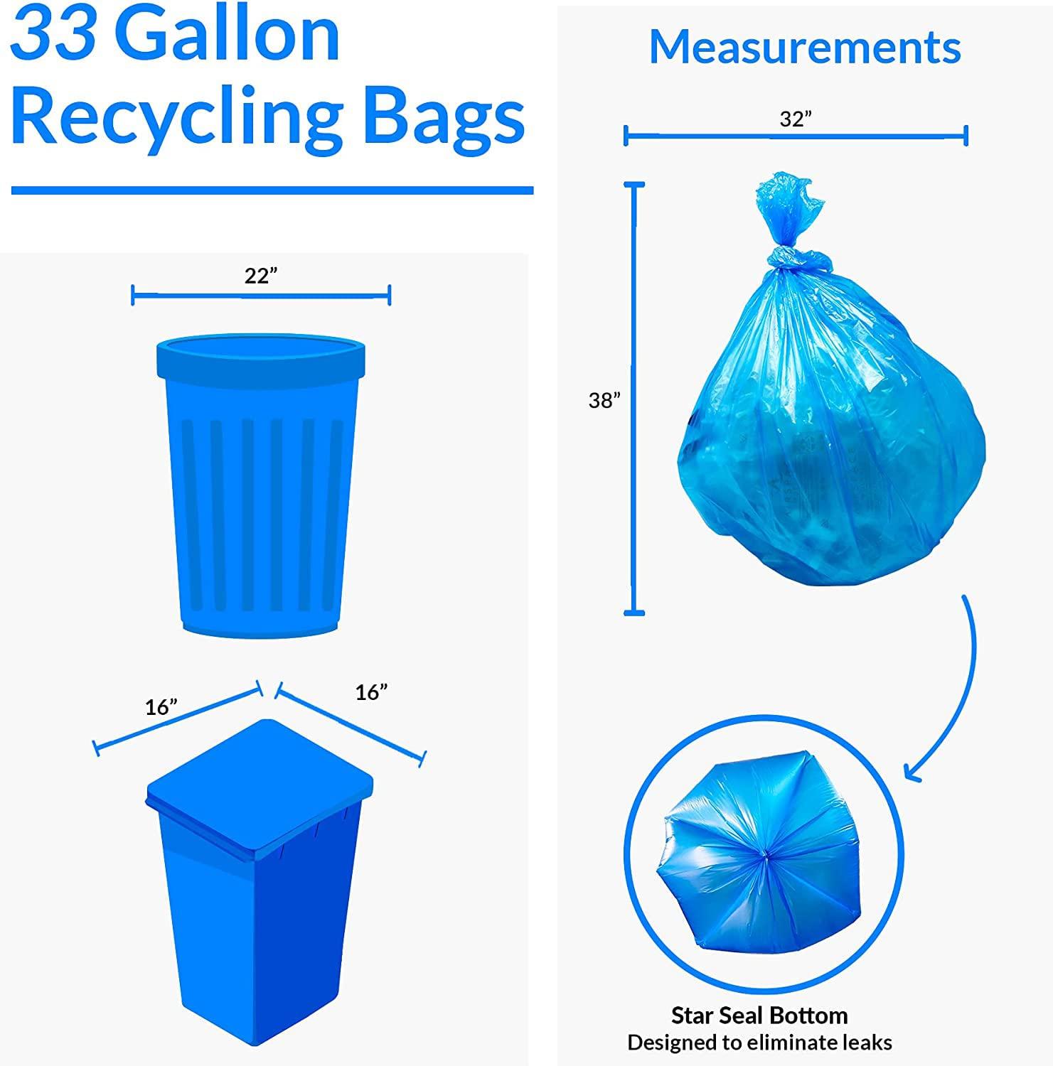 Reli. SuperValue 33 Gallon Recycling Bags (120 Count) Made in the USA - Blue Trash Bags, 30-33 Gallon | Recycling, Garbage | 33Gal with 30Gal - 35Gal Capacity - Image 3
