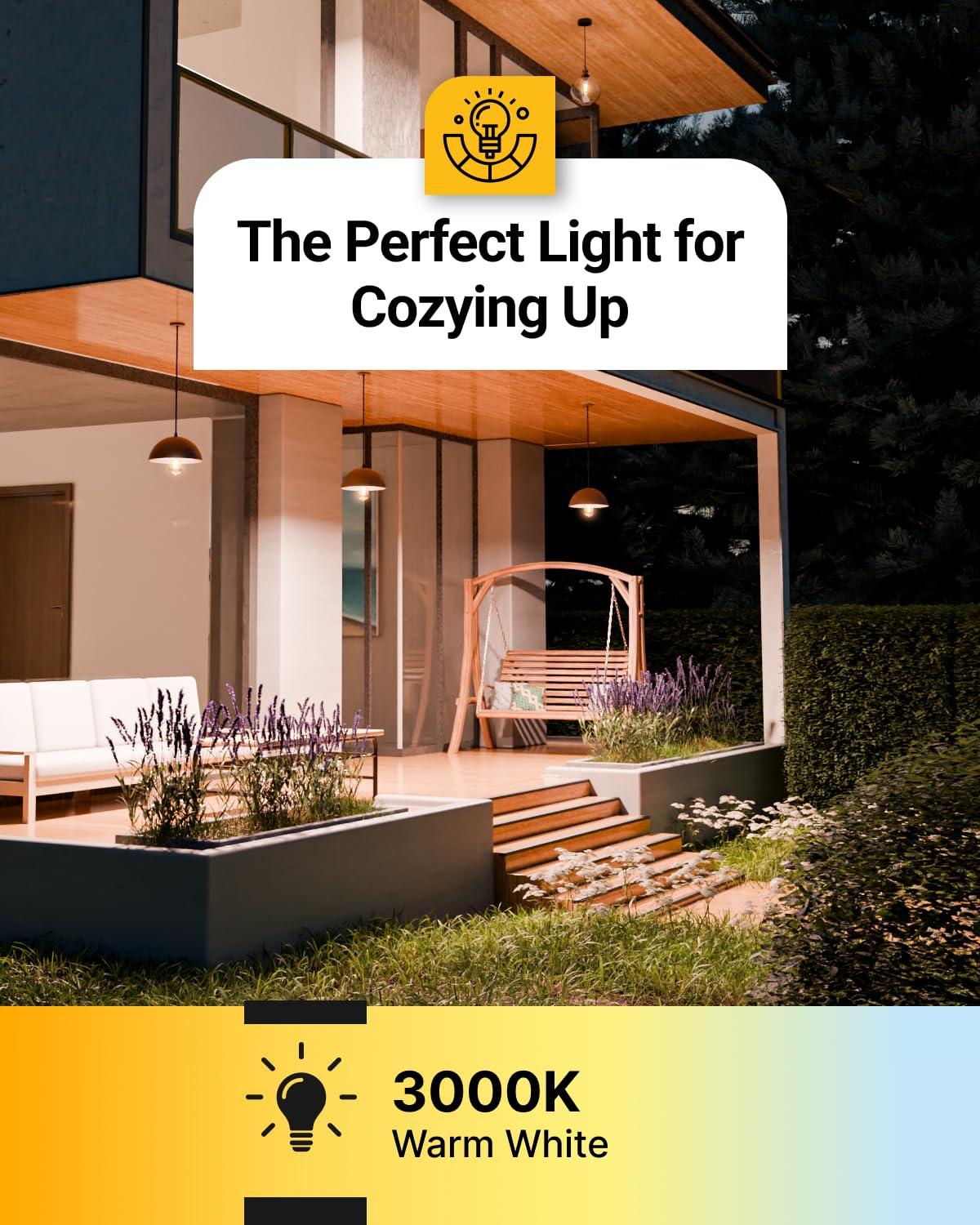Sunco Dusk to Dawn LED Outdoor Lights Bulb, ST64 Edison Style Automatic Light Sensing Bulbs, 800 LM, 7W (60W Equivalent), 3000K Warm White, E26 Base UL 4 Pack - Image 4