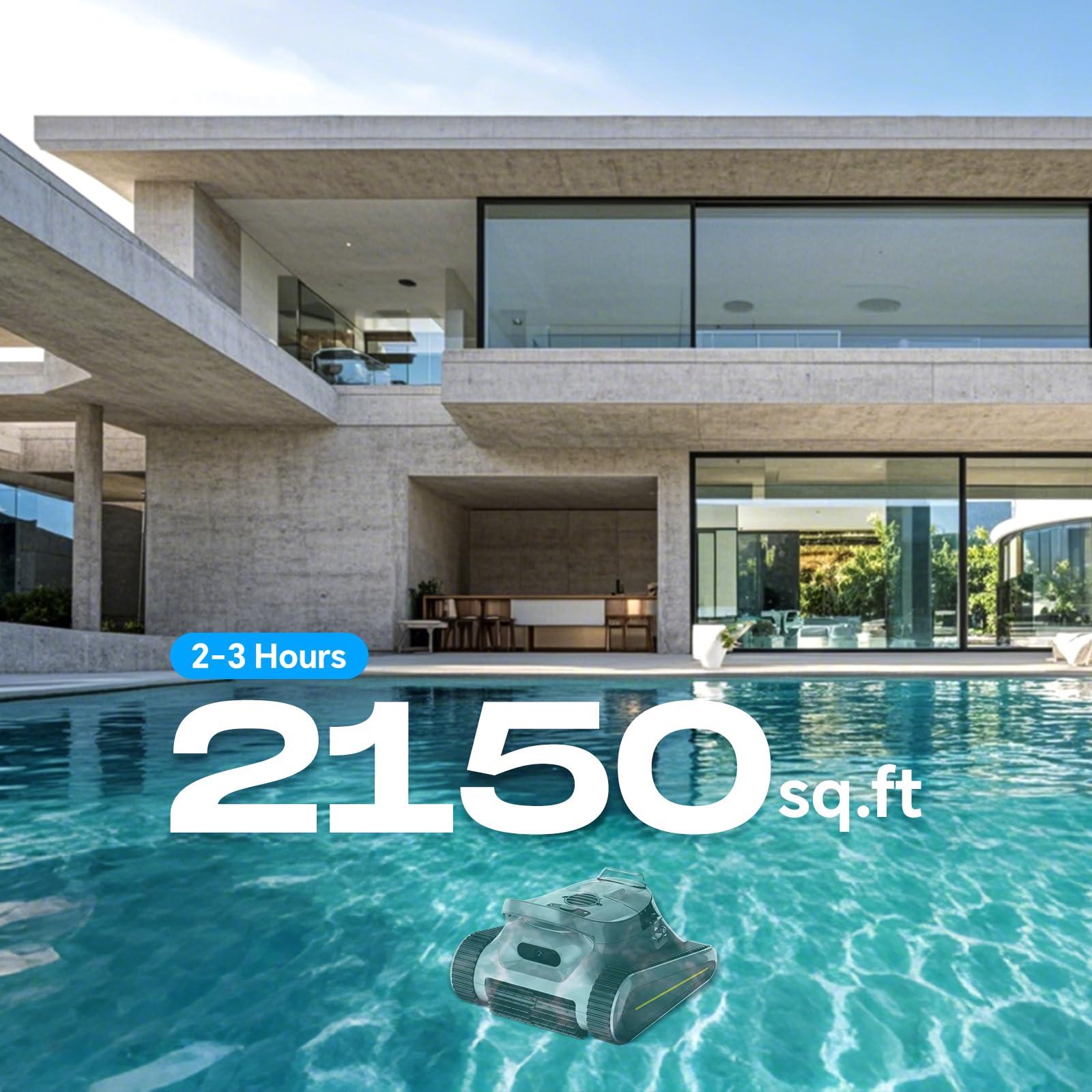 Cordless Robotic Pool Cleaner -Pool Vacuum 180W Brushless Motor, 45,000Pa Suction, Wall Climbing, Sonar Navigation, 3 Modes Automatic Pool Robot for Inground & Above-Ground Pools Up to 2150 Sq. Ft. - Image 4