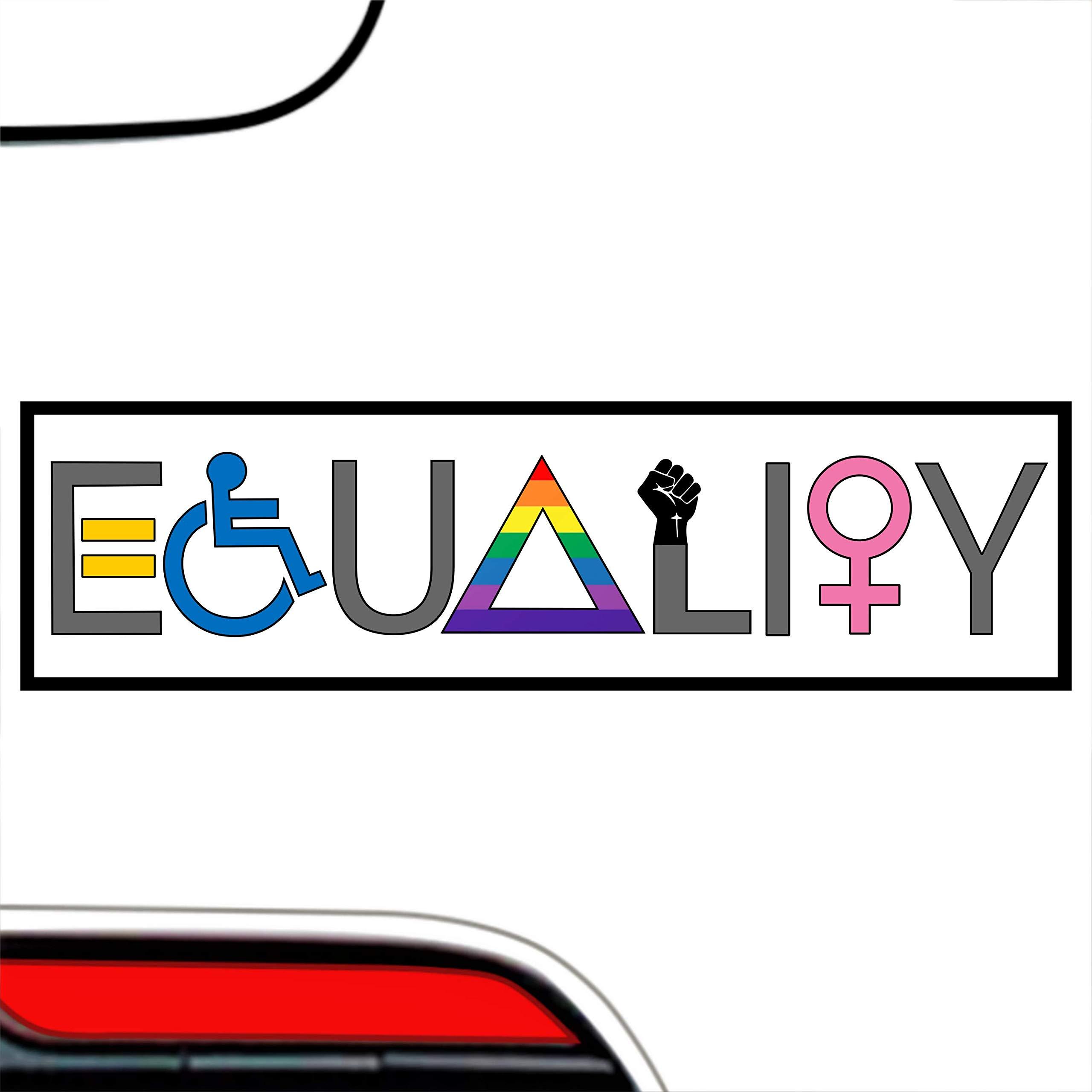 Equality Bumper-Sticker - We are All Powerful Valuable Deserving & Equal Vinyl Decal 6" x 2" Car Auto-Mobile Vehicle Window LGBT-Q-IA Gay Pride Female BLM + Better Than Magnets - Image 4