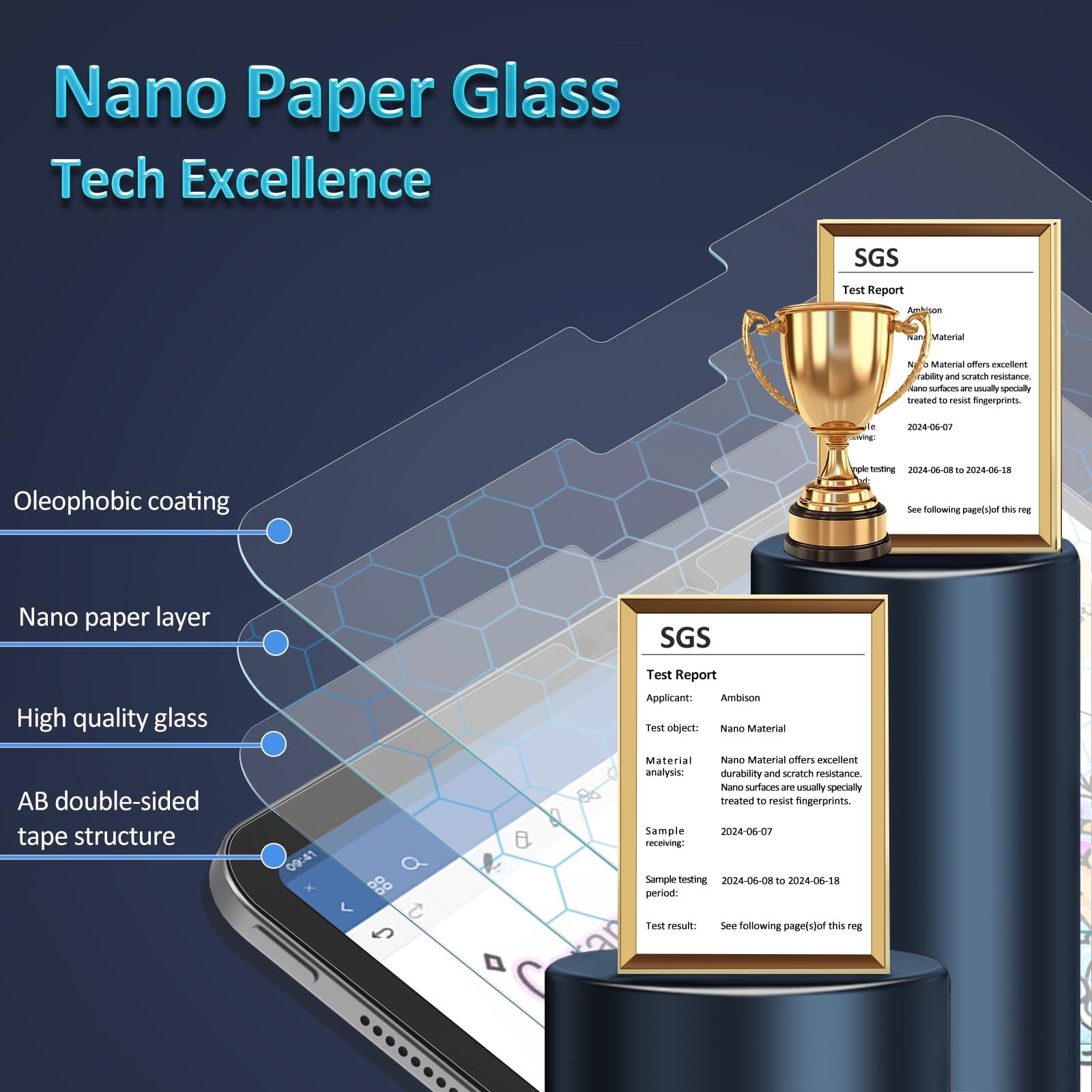 Ambison [2 Pack Tempered Papered Glass Screen Protector for iPad Pro 13 M4 2024, Smooth/Anti-Glare,/Writing as Paper with Matte Glass Surface - Image 5