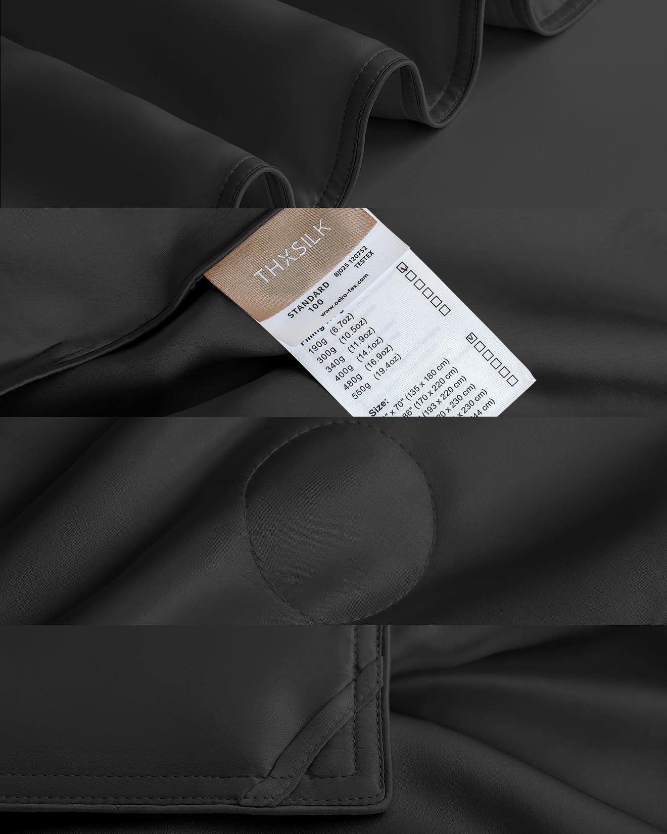 THXSILK Silk Blanket, 100% Mulberry Silk Cooling Throw, Soft and Lightweight Blanket for Bedroom, Sofa, Travel, All-Season (Black, Queen) - Image 7