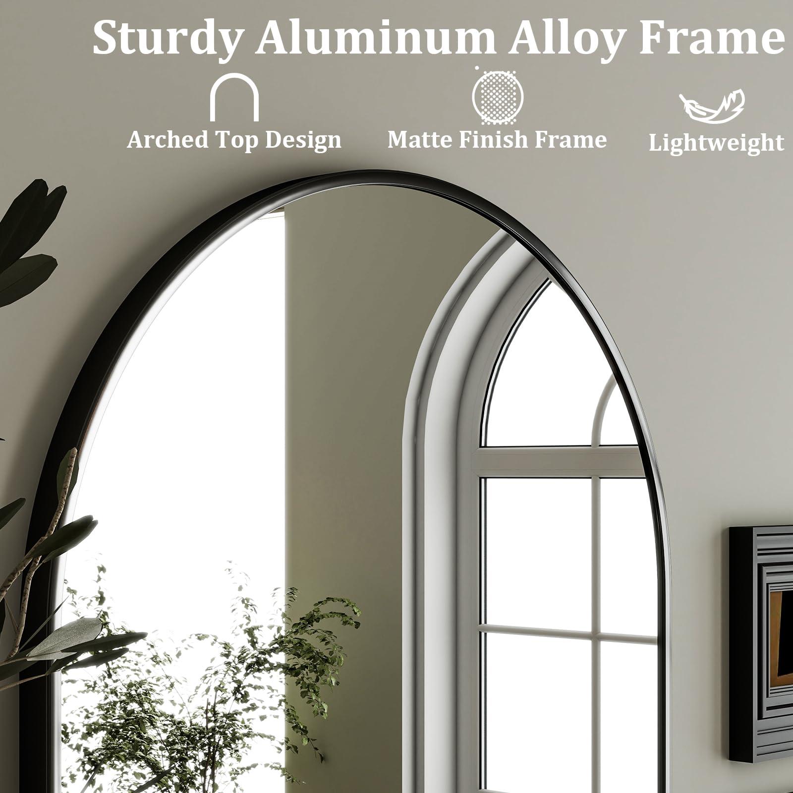 HARRITPURE Arched Wall Mirror 24"x36" – Black Metal Frame Vanity Mirrors for Bedroom, Entryway, Living Room Decor - Image 4