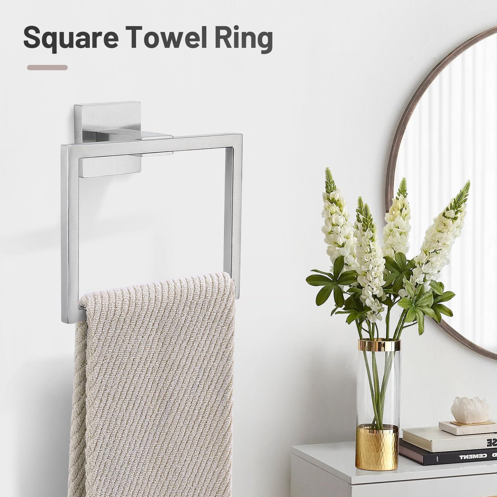 YACVCL 5 Pieces Bathroom Hardware Set, Brushed Nickel Bathroom Accessories, Bathroom Towel Bar Set, 23.6 Inch Towel Bar for Bathroom, Stainless Steel Bathroom Holder Set, Wall Mounted - Image 4