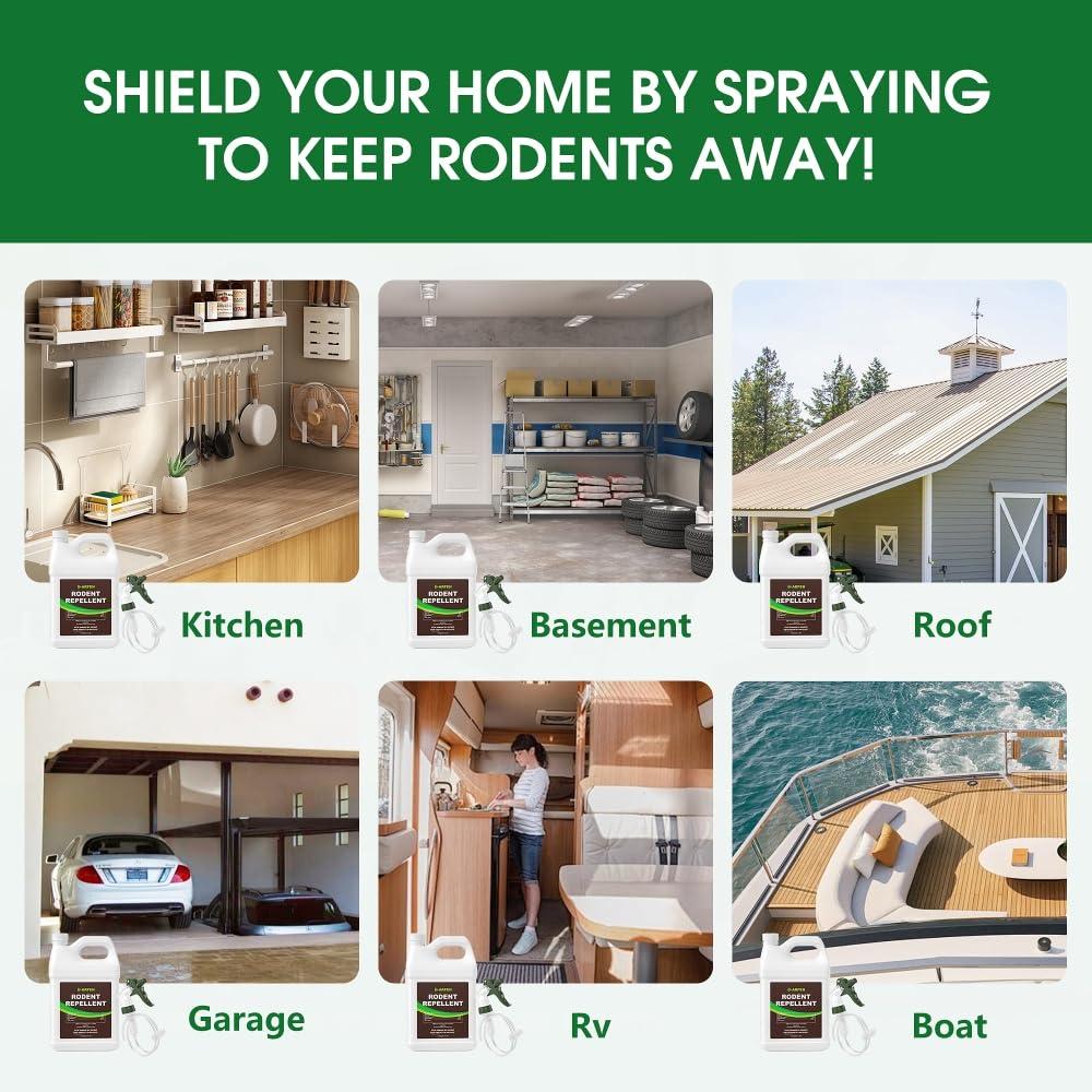 Rodent Repellent Spray – Effective Natural Peppermint Formula for Mice, Rats, Squirrels, and Rodents. Safe for Indoor, Outdoor, and Car Engines. Safe for People and Pets. (1 Gallon) - Image 5