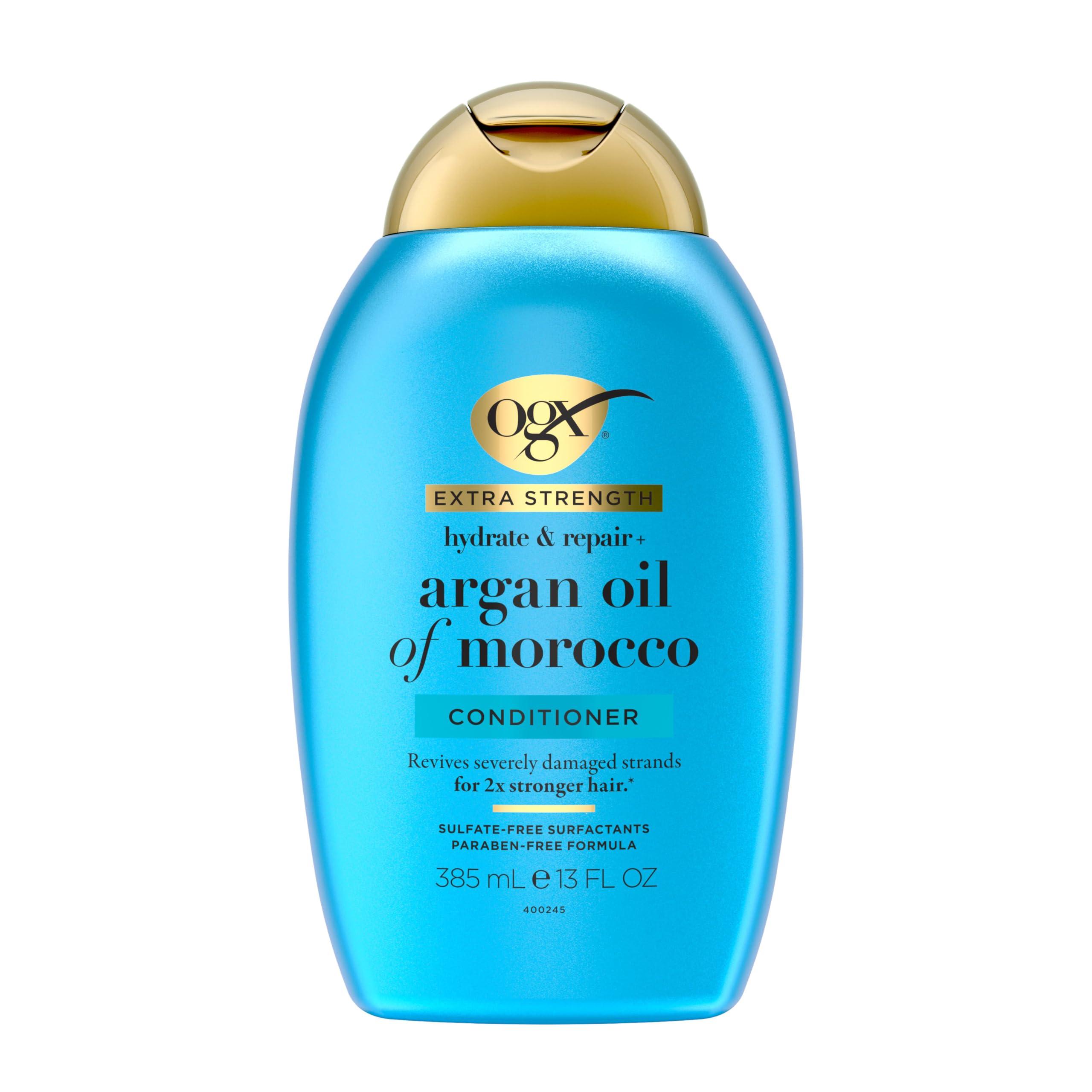 OGX Extra Strength Hydrate & Repair + Argan Oil of Morocco Conditioner for Dry, Damaged Hair, Cold-Pressed Argan Oil to Moisturize Hair, Paraben-Free, Sulfate-Free Surfactants, 13 Fl Oz - Image 3