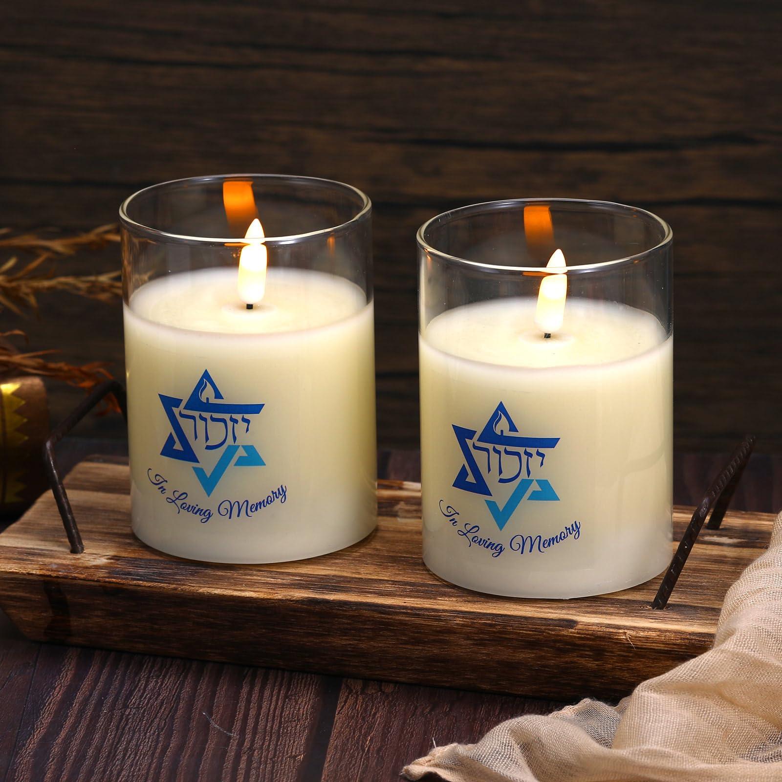 VIHOSE 2 Pcs Electric Memorial Candle LED Yahrzeit Candle for Loss of Loved One Sympathy Yizkor Flameless Candles Battery Powered Gift for Prayers Yom Kippur Chanukah Funeral Decoration - Image 5