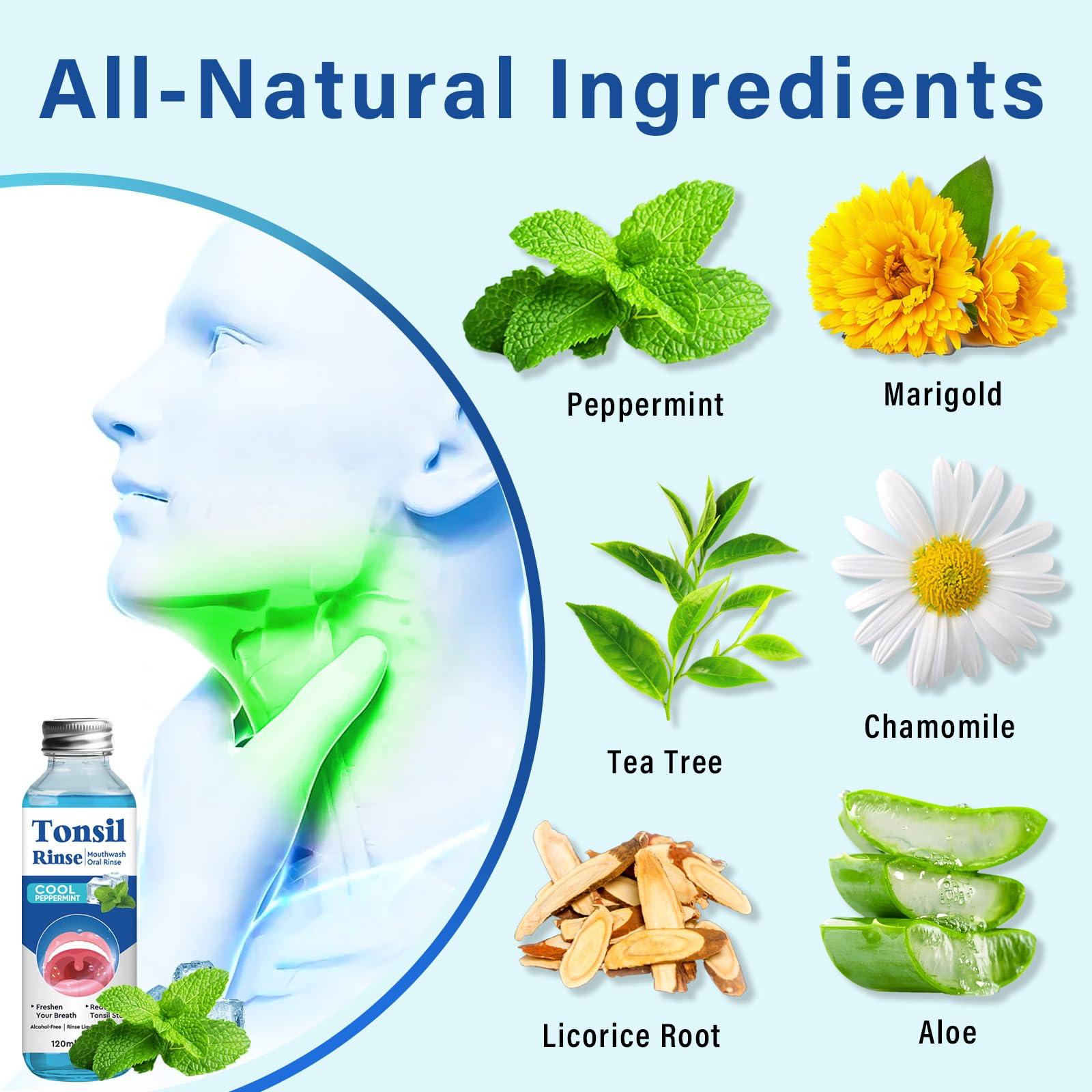 Tonsil Stone Remover, Nature Tonsil Stone Mouthwash or Oral Rinse Liquid to Remove Bad Breath, Soothe Dry Mouth & Fresh Breath, Tonsil Stone Removal Liquid, 4Fl Oz - Image 6