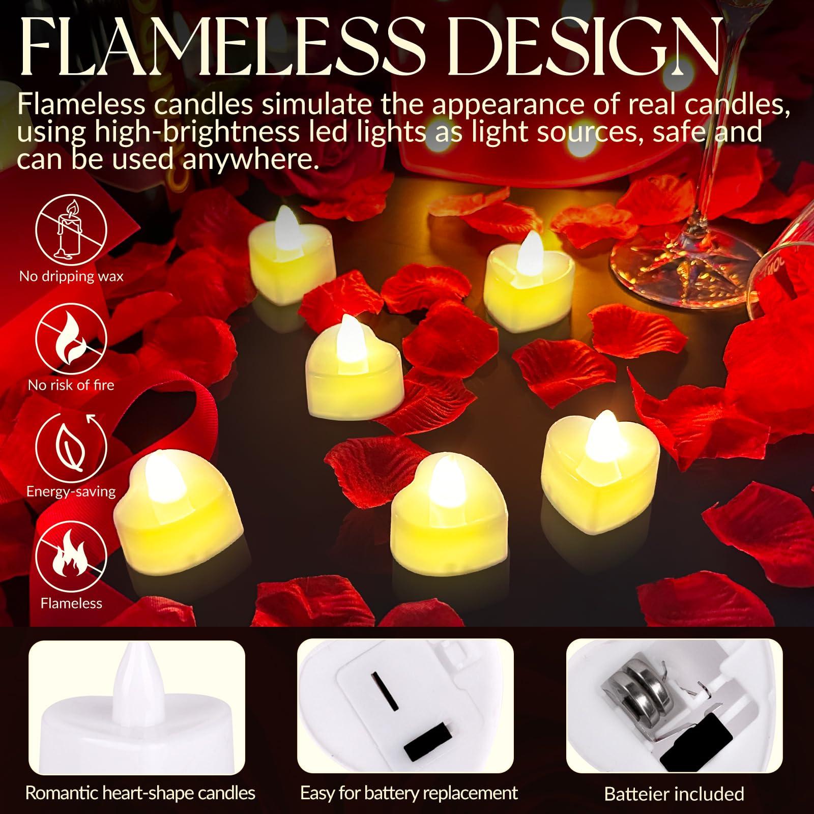 3000Pcs Red Rose Petals with 36Pcs LED Tea Lights Candles, Romantic Gifts for Her - Image 4