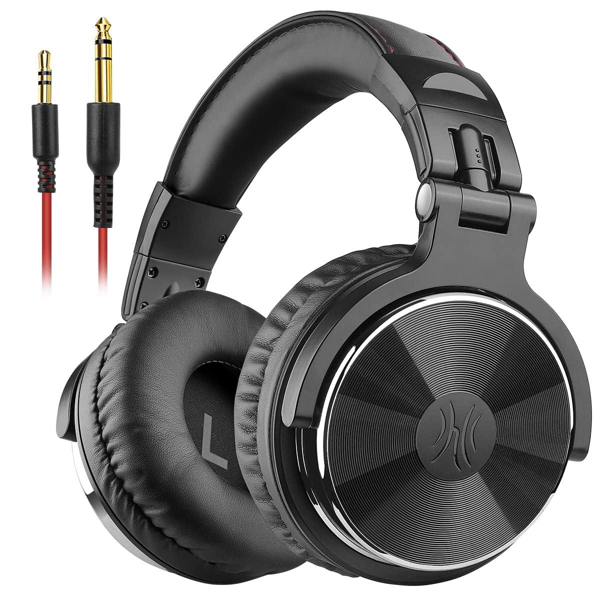 OneOdio Wired Over Ear Headphones Hi-Res Studio Monitor & Mixing DJ Stereo Headsets with 50mm Drivers and 1/4 to 3.5mm Jack for AMP Computer Recording Podcast Keyboard Guitar Laptop - Black