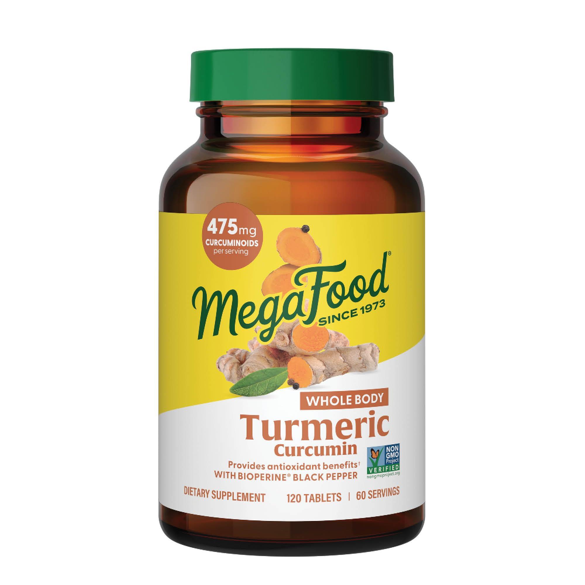 MegaFood Whole Body Turmeric Curcumin Supplement - Turmeric Supplement With Black Pepper & Vitamin C - 475 mg Curcuminoids Per Serving - Antioxidant & Immune Support - Vegan - 120 Tablets, 60 Servings - Image 1