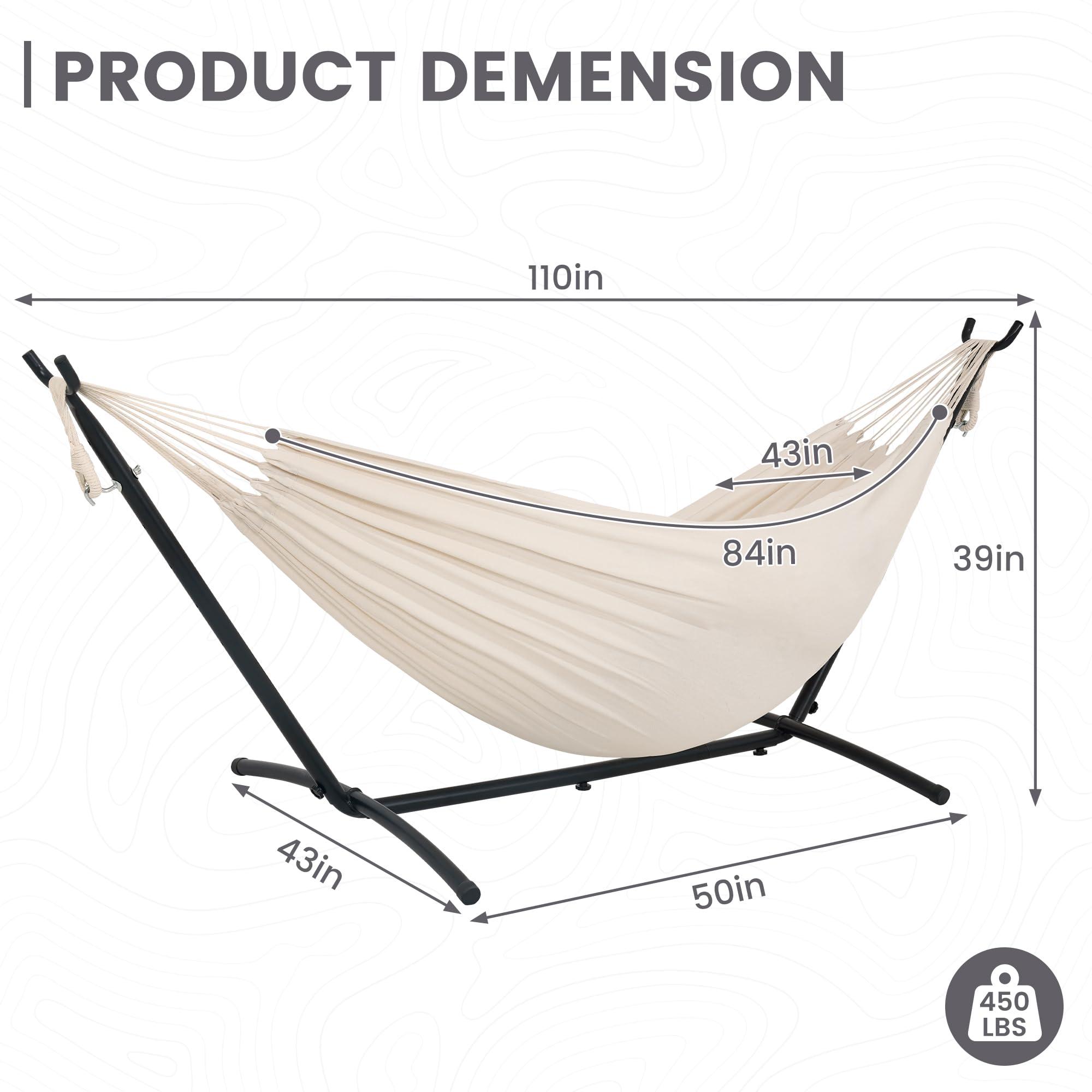 Lazy Daze Hammocks Double Hammock with 9ft Space-Saving Steel Stand Includes Portable Carrying Case, 450 Pounds Capacity (Natural) - Image 3