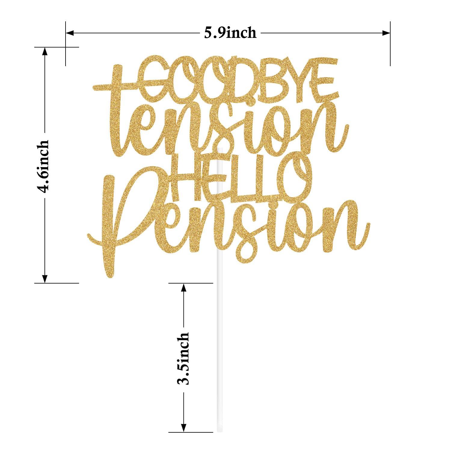 Goodbye Tension Hello Pension Cake Topper, Officially Retired/the Legend Has Retired, Glittery Retirement/Farewell Party Decorations Black - Image 3