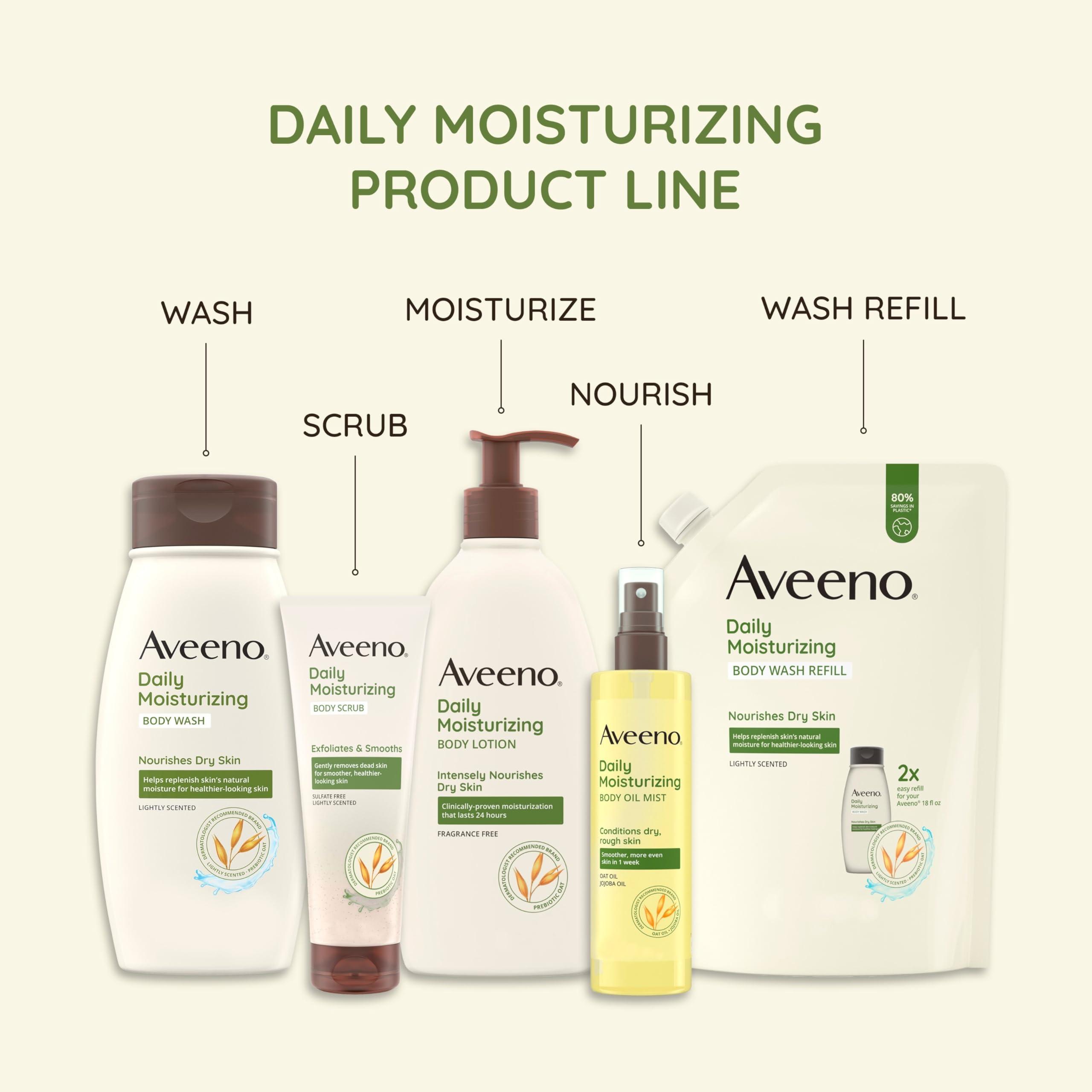Aveeno Daily Moisturizing Body Wash Cleanser & Shaving Gel for Men & Women, Clean-Rinsing for Softer & Smoother Skin, Gentle & Lightly Scented, 18 fl. Oz, Pack of 2 - Image 3