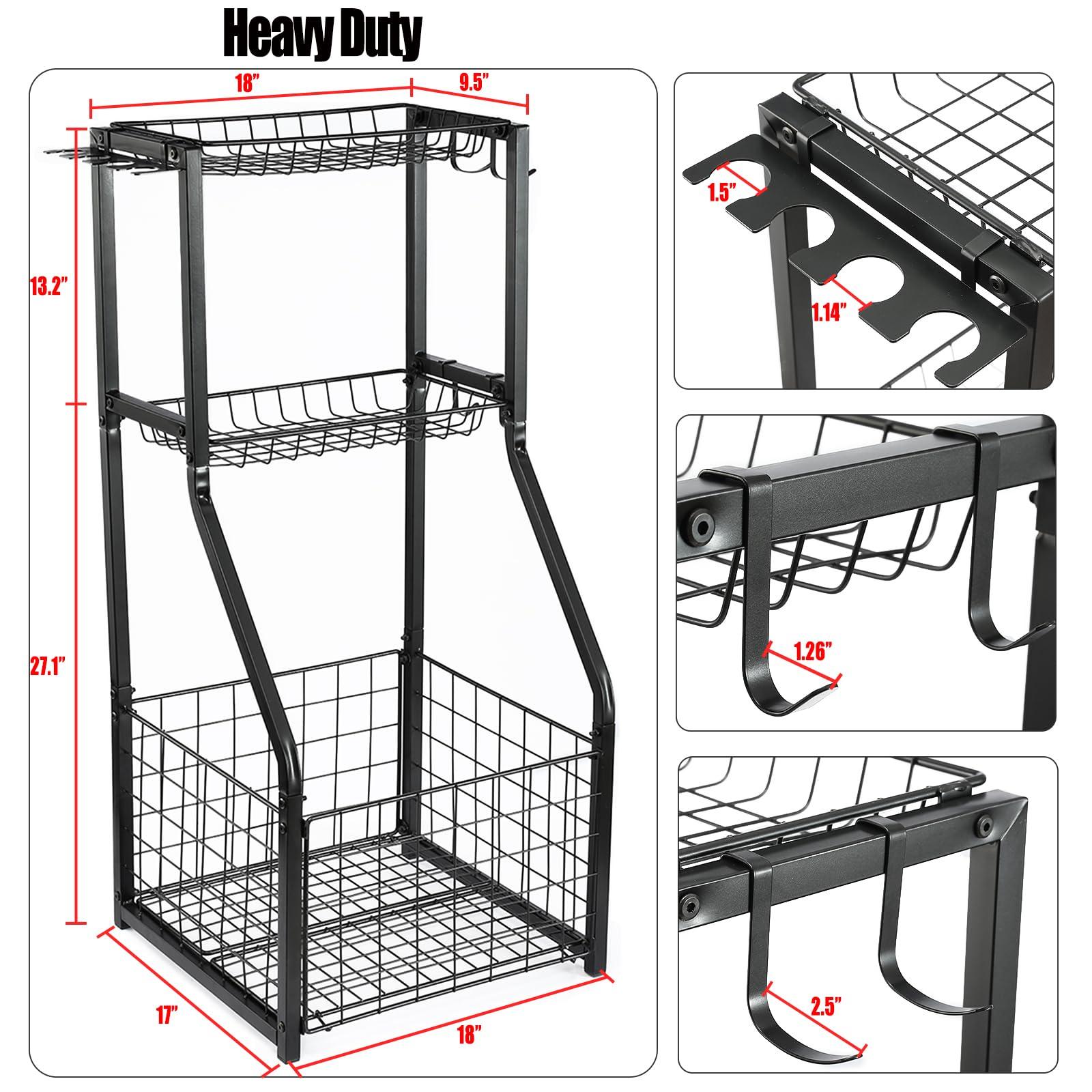 YueTong Sports Equipment Organizer for Garage Organization,Ball Storage With Basketball Holder and Ball Cart Rack,Outdoor Toy Storage with Bin for Nerf Gun,Football,Volleyball Stuf,Gym Accessories - Image 3