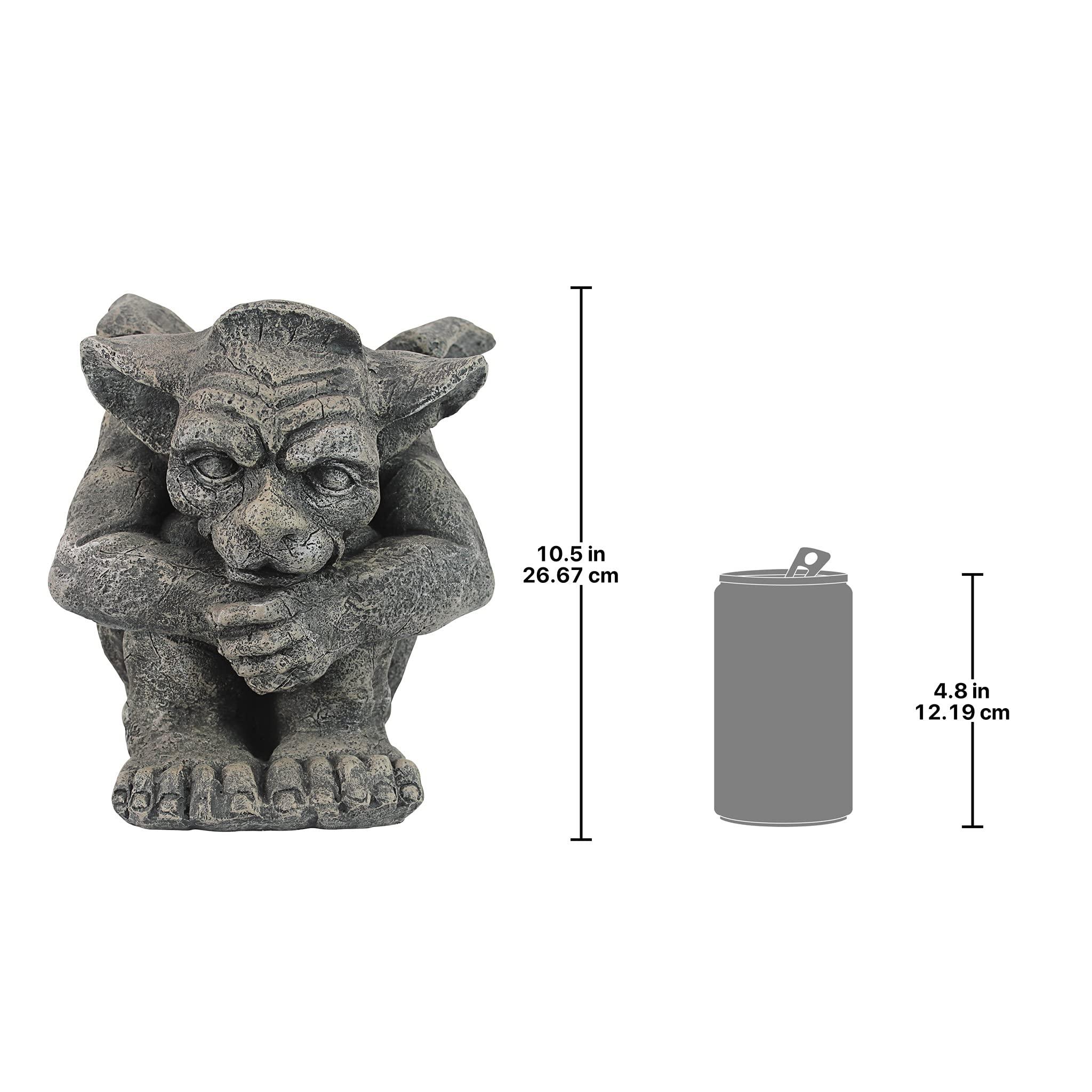 Design Toscano Emmett The Gargoyle Sculpture Gothic Statue, Living Room or Office Decor, Small 10 Inch Tall, Cast Stone Resin, Gray Stone Finish - Image 3