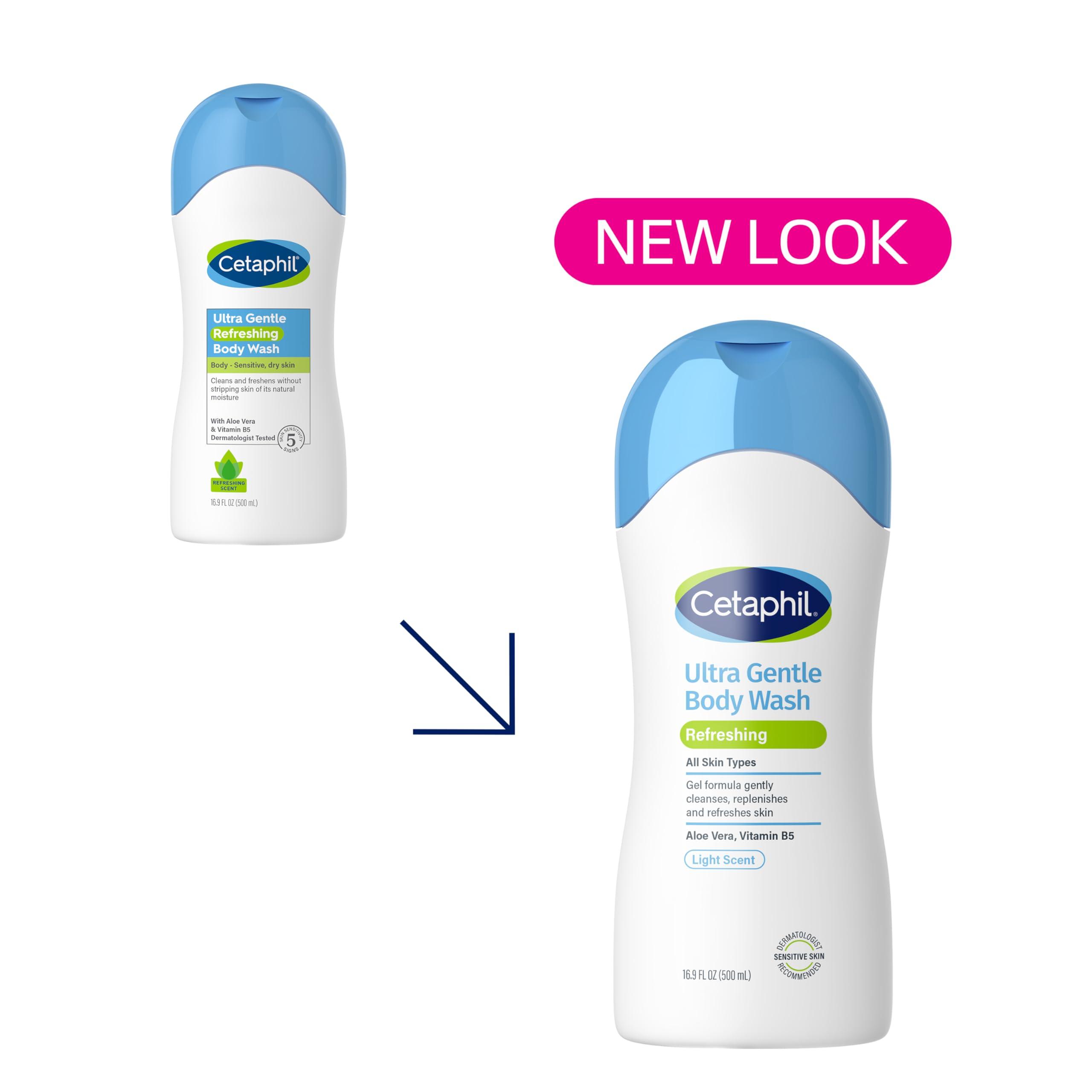 Cetaphil Ultra Gentle Refreshing Body Wash, Refreshing Scent For Dry to Normal, Sensitive Skin, 16.9oz Pack of 3, with Aloe Vera, Calendula, Vitamin B5, Hypoallergenic, Dermatologist Tested - Image 2