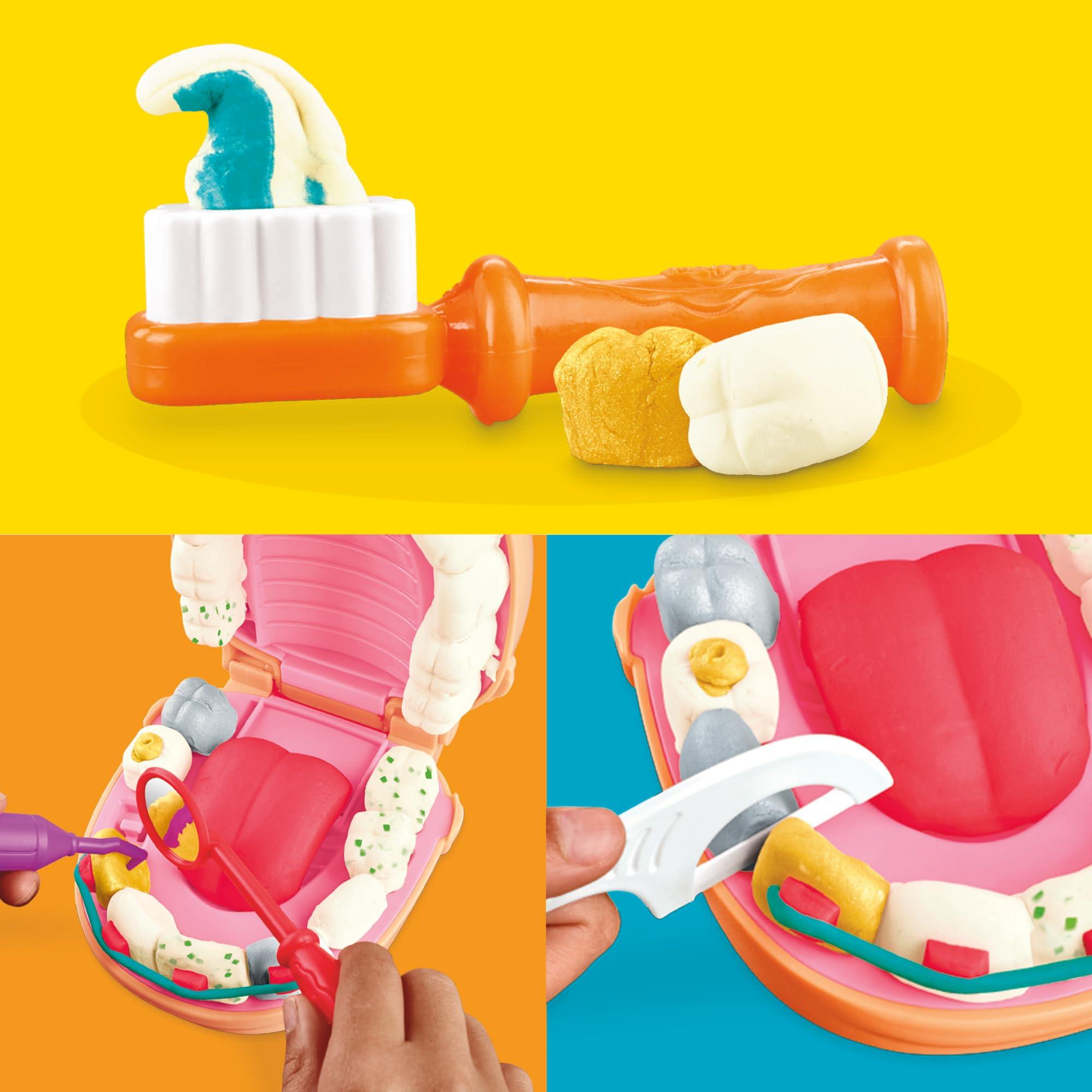 Play-Doh Drill 'n Fill Dentist Toy for Kids 3 Years and Up with Cavity and Metallic Colored Modeling Compound, 10 Tools, 8 Total Cans, 2 Ounces Each, Non-Toxic, Assorted Colors - Image 6