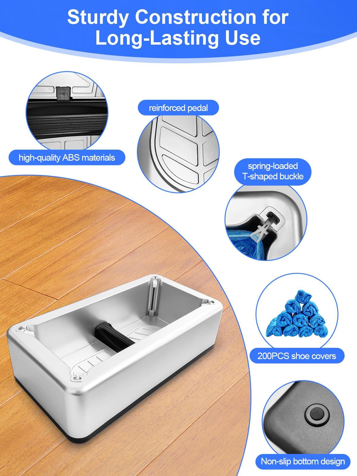 Shoe Covers Machine Automatic Shoe Cover Dispenser with 200pcs Disposable Plastic Shoe Cover for Home, Office, Supermarket, Factory, Hospital (Silver) - Image 5