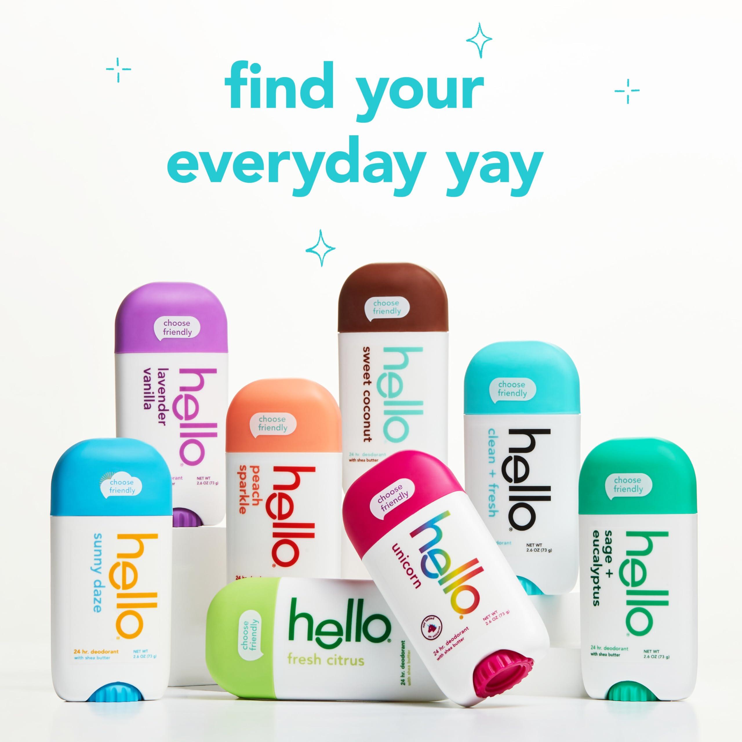 hello Deodorant Variety Pack, Aluminum Free Deodorant for Women and Men with Shea Butter, Lavender Vanilla, Sweet Coconut, Unicorn, Baking Soda Free, 3 x 2.6 oz Sticks - Image 6