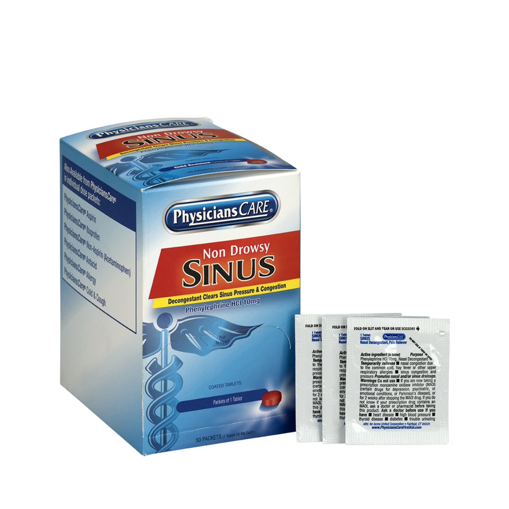 PhysiciansCare Sinus Decongestant Congestion Medication, 2 Tablets Per Packet, Box Of 50 - Image 2