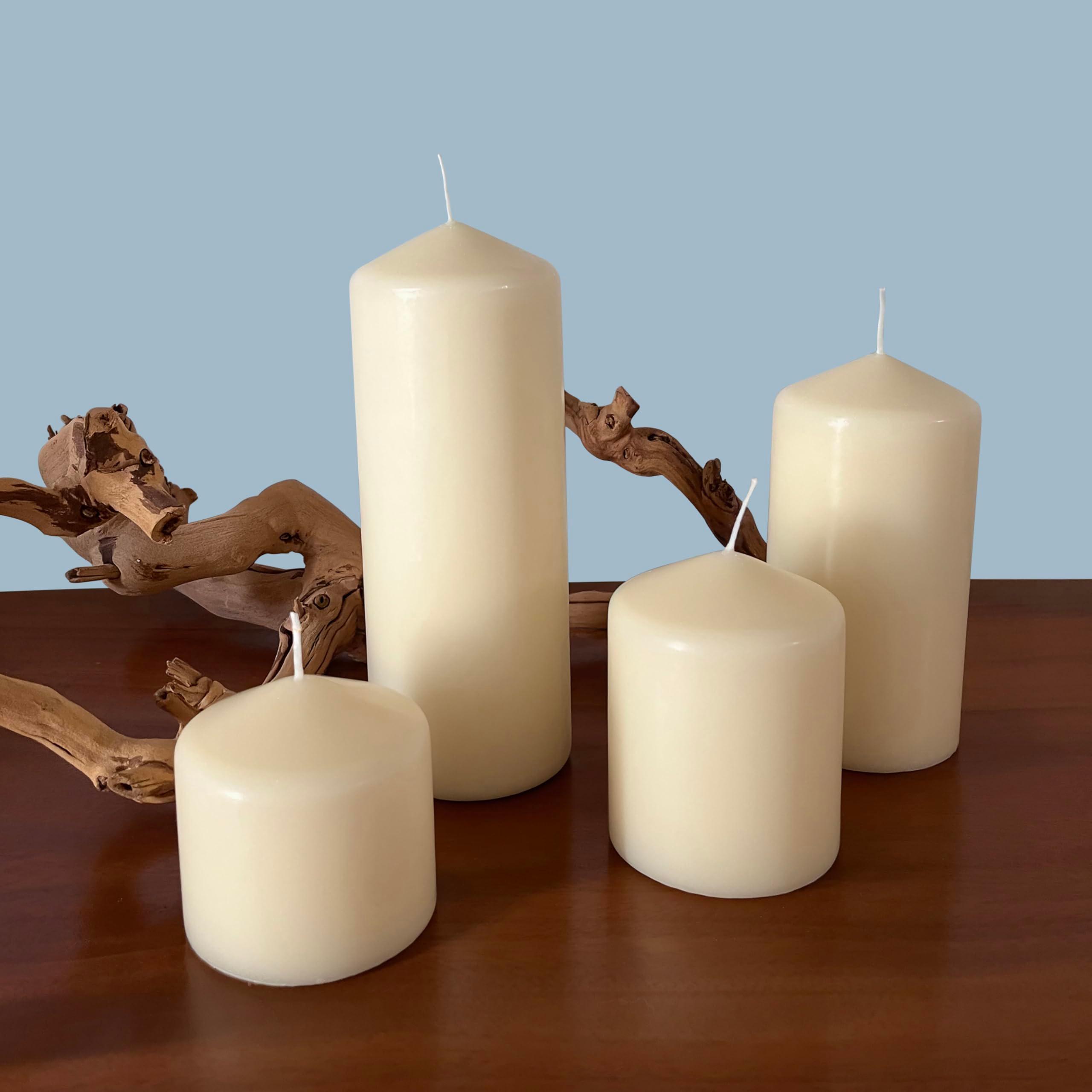 Stonebriar 6 Pack Tall 3 x 6 Inch 65 Hour Long Burning Unscented Ivory Wax Pillar Candles - Image 5