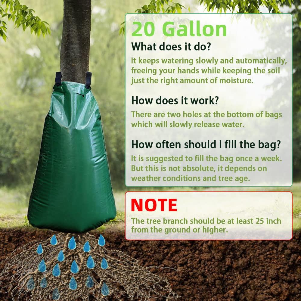 25 Pack Tree Watering Bag, 20 Gallon Slow Release Watering Bag for Trees, Premium PVC Shrub Watering Bag with Heavy Duty Zipper, Sturdy Reusable Drip Irrigation Bag - Image 2