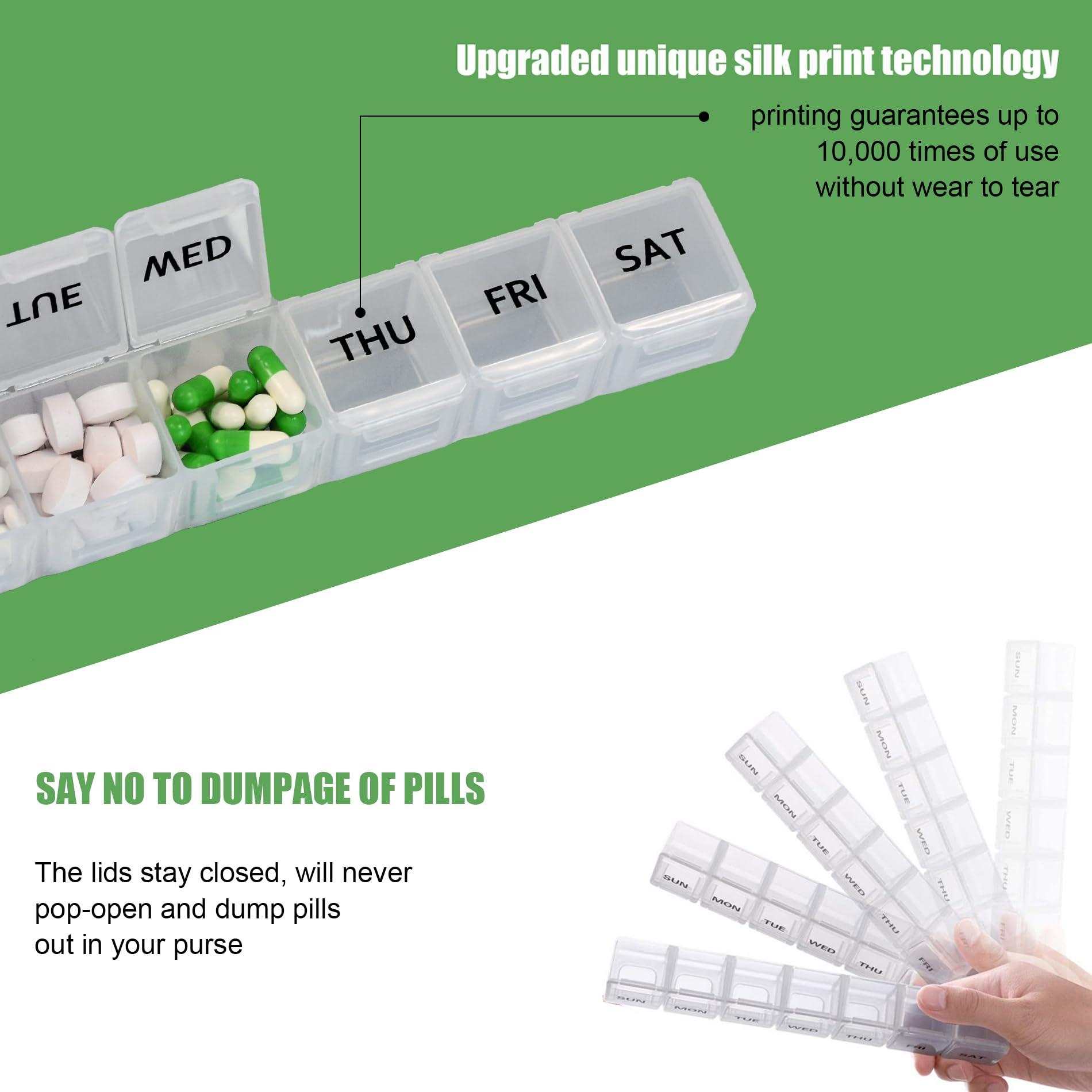 2 Pack Weekly Pill Organizer, Large 7 Day Pill Case, Daily Vitamin Case Medicine Box, AM/PM Pill Containers for Medicine Supplements Fish Oil（White & Black） - Image 5