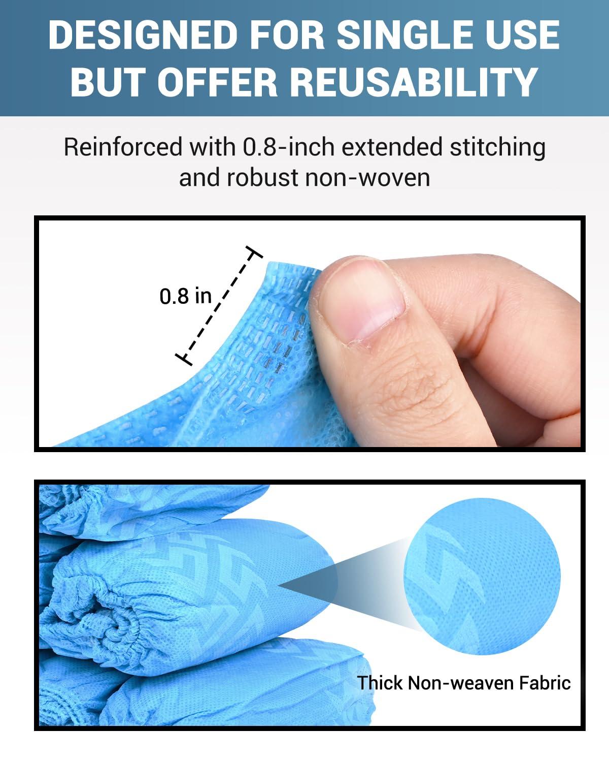 Buself X-Large 100 Count Shoe Covers Disposable Non-Slip, Premium Cloth Boot Covers, Slip-resistant, Durable, Breathable, Non-toxic, Recyclable, Stretchable Fits Up to Size 13 US Men - Blue - Image 4